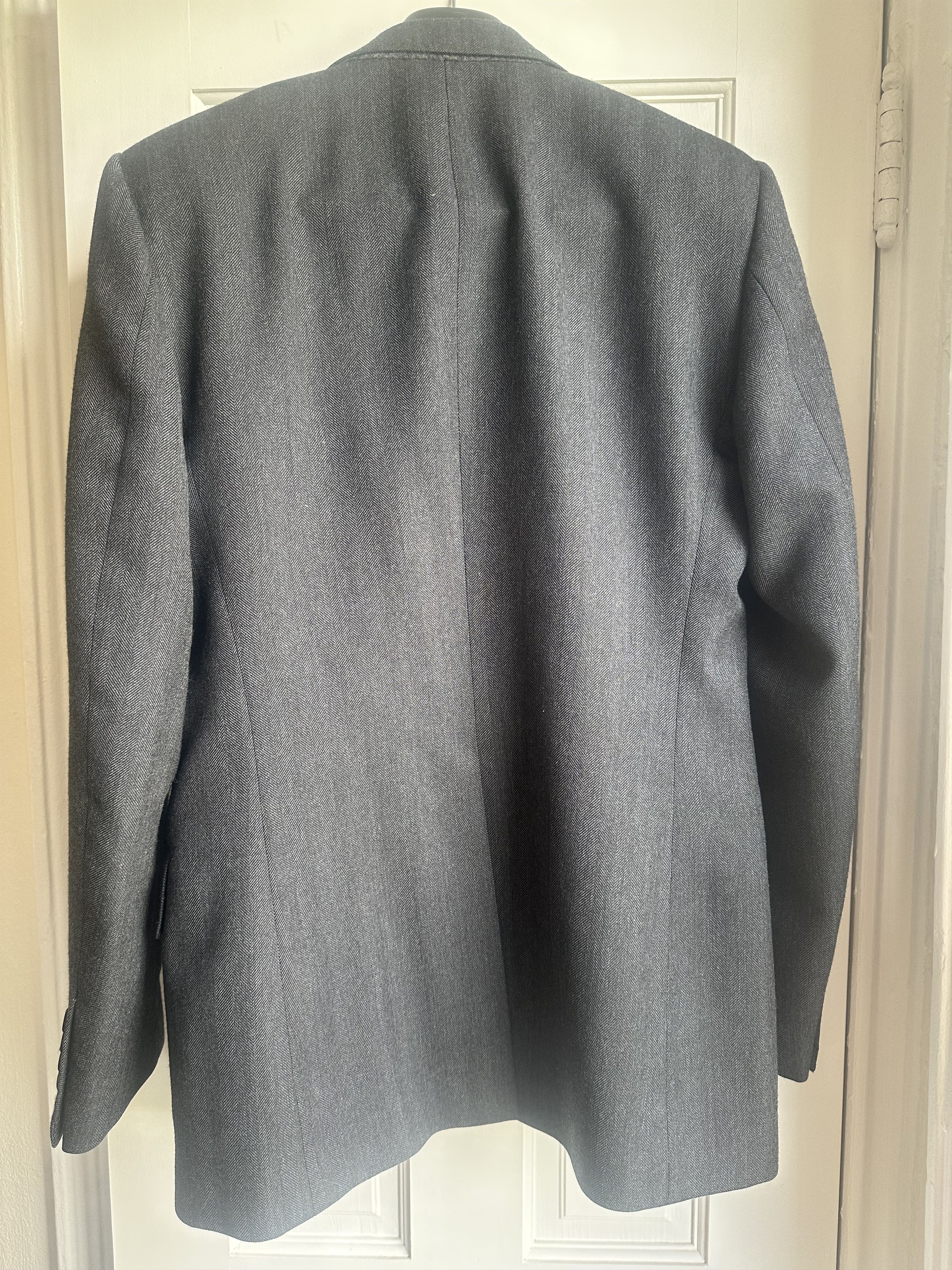 HUSBANDS SINGLE-BREASTED JACKET IN WOOL - MEDIUM GREY HERRINGBONE Size 38R - 2 Thumbnail