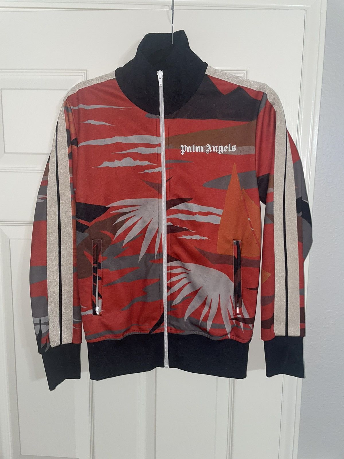 image of Palm Angels Hawaii Track Jacket Red/multi/off White, Men's (Size XS)