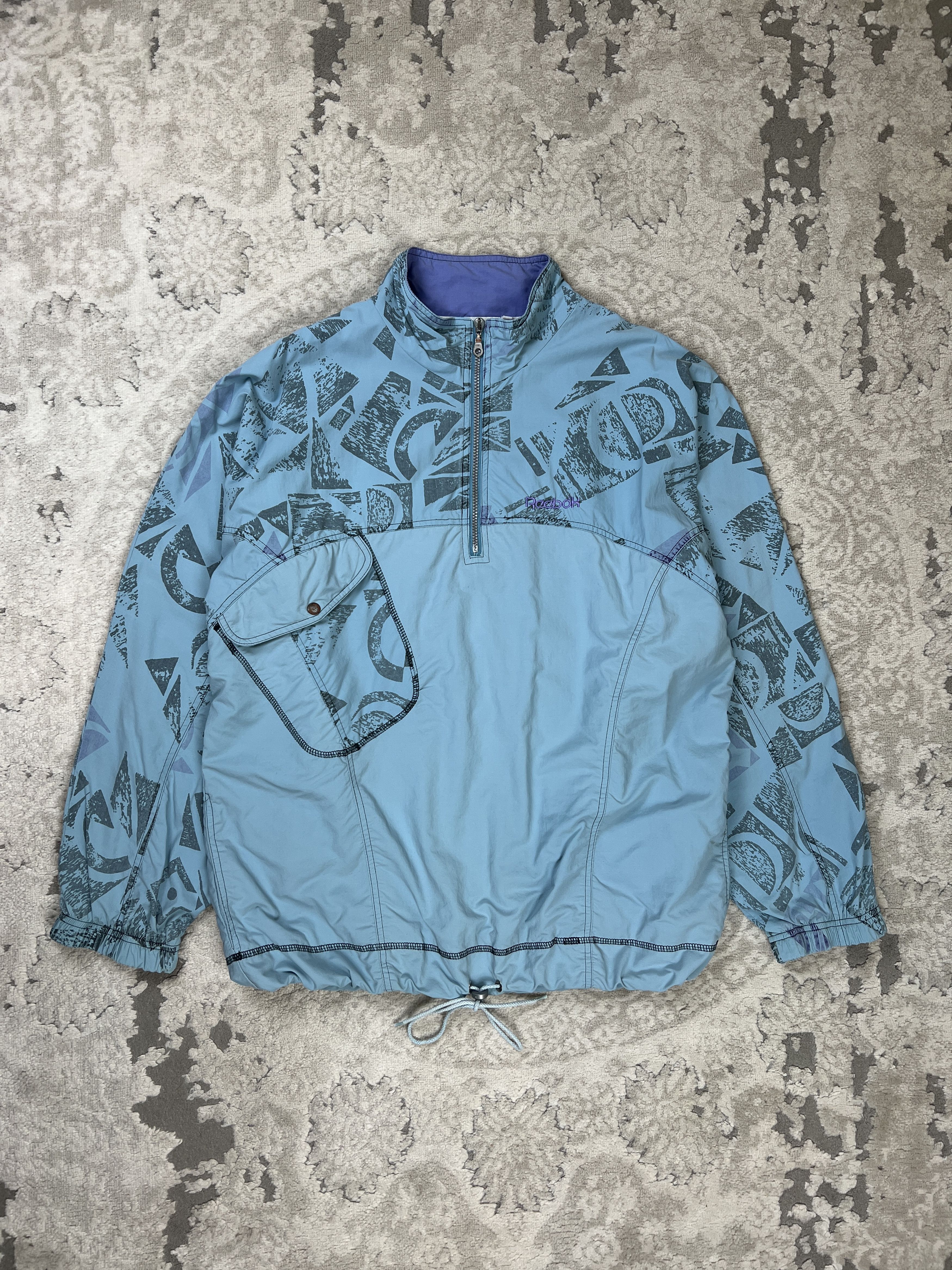 Reebok Vintage 90s Reebok Abstract Windbreaker Anorak Jacket Size US XL / EU 56 / 4 - 1 Thumbnail