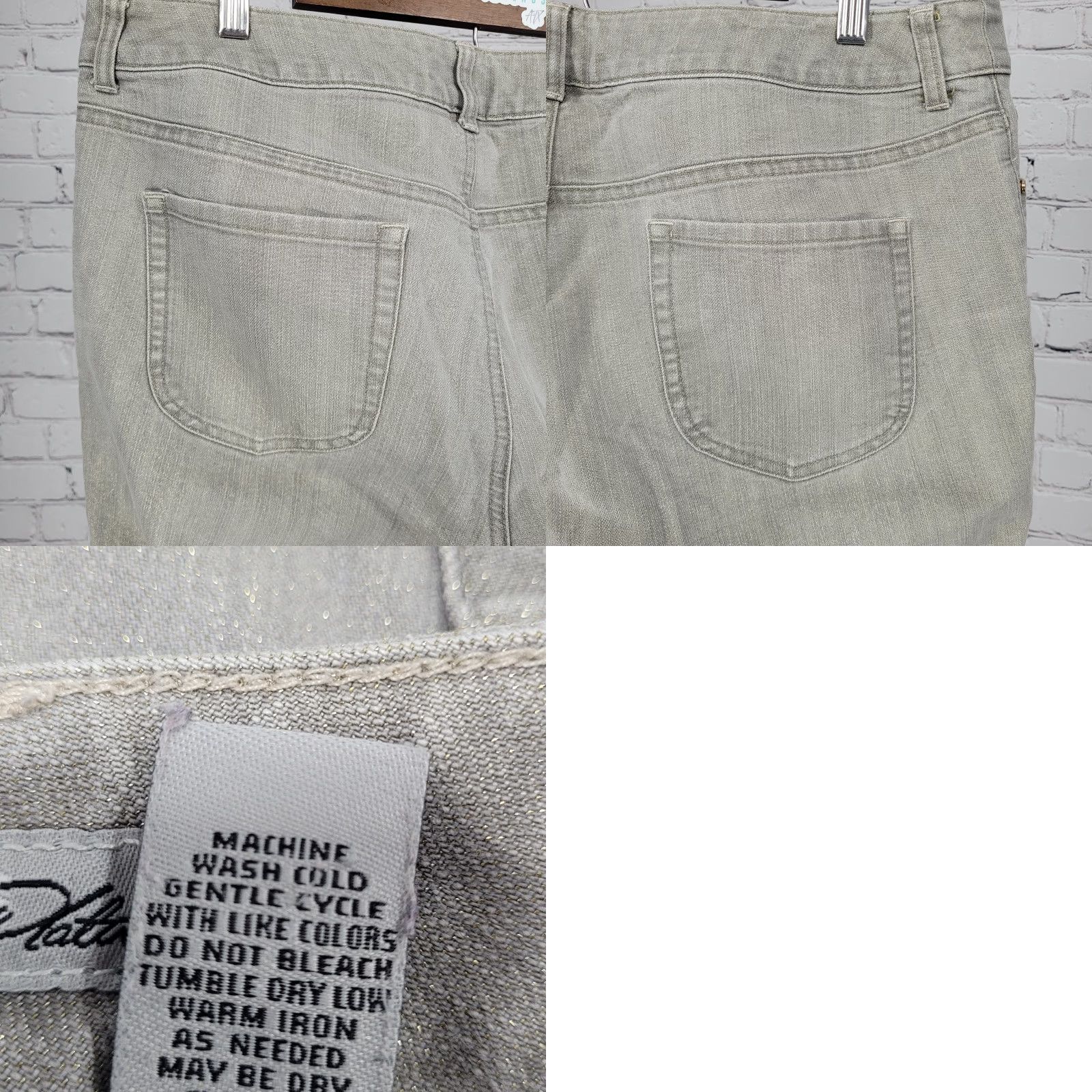 Vintage Chico's Jeans Slim Leg Mid Rise 3 US 16 Platinum Shimmer Ultimate Fit (36x29) Size 26" / US 2 / IT 38 - 9 Thumbnail