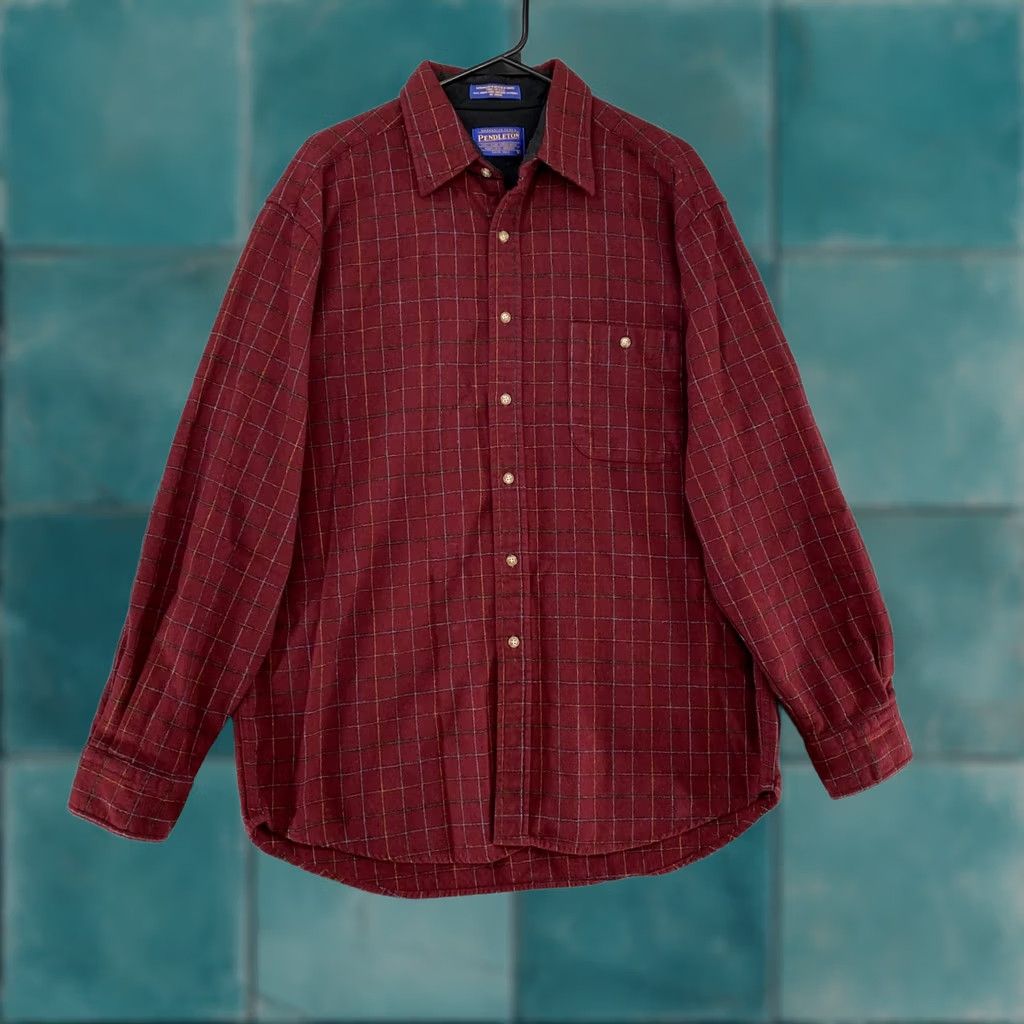 Pendleton Pendleton Shirt Mens Large Red Plaid 100% Wool Elbow Patch Washable Wool Western Size US L / EU 52-54 / 3 - 1 Thumbnail