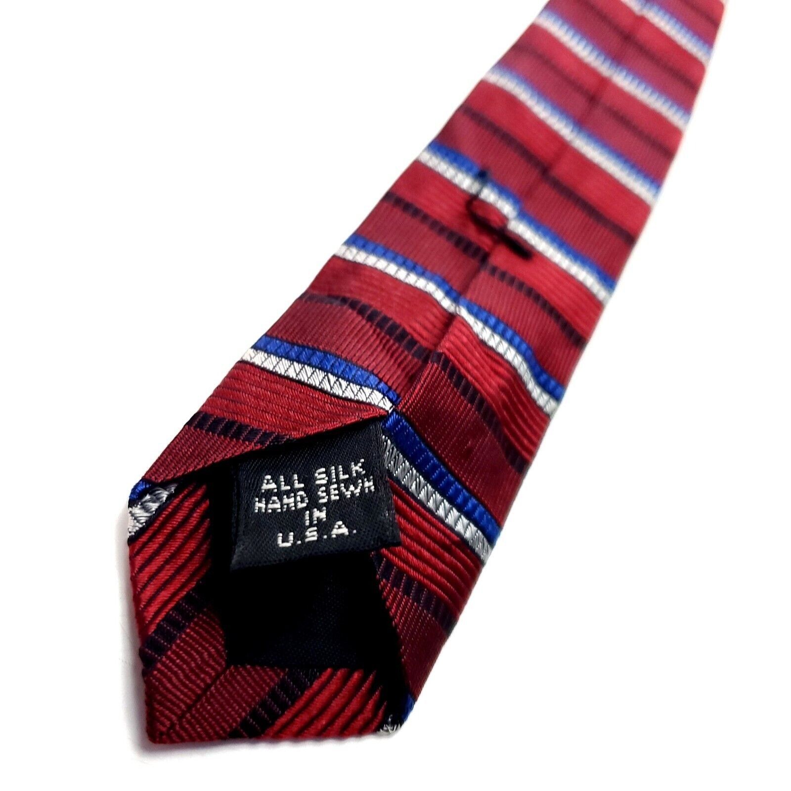 Jos. A. Bank Jos A Bank Red Silk Tie Woven Wide Horizontal Striped Size ONE SIZE - 4 Thumbnail
