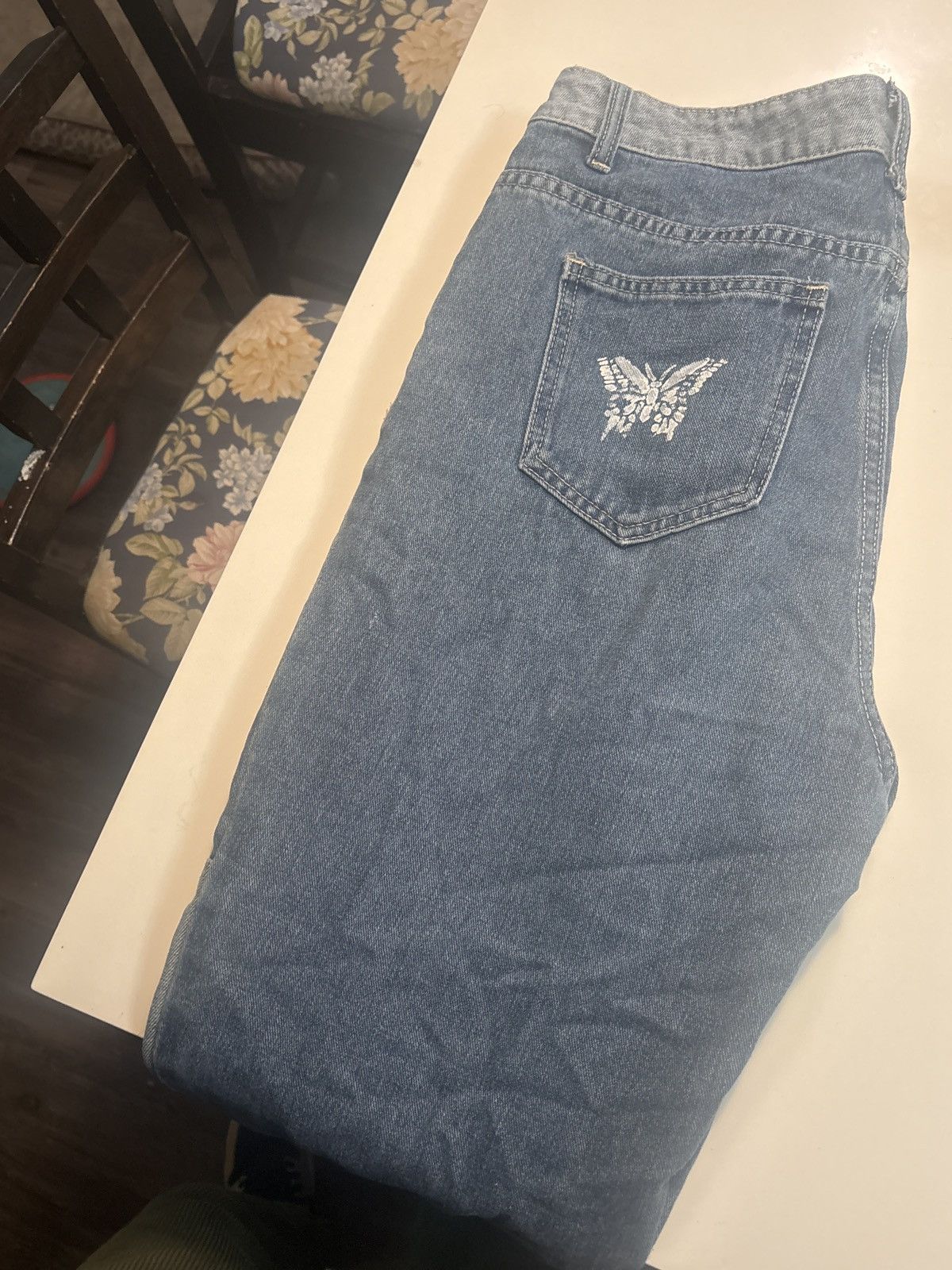 Shein Butterfly Patchwork Jeans Unisex Size 30" / US 8 / IT 44 - 1 Thumbnail