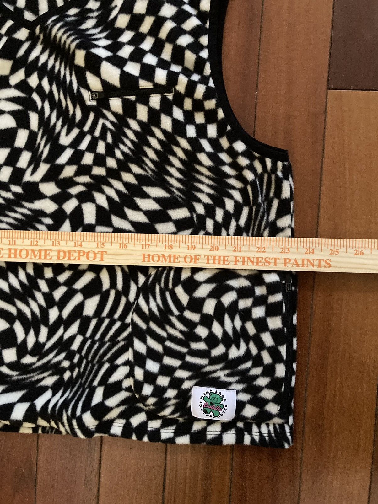 Designer × Vintage H&M Divided Black and White Fleece Optical Illusion Vest Size L / US 10 / IT 46 - 4 Thumbnail