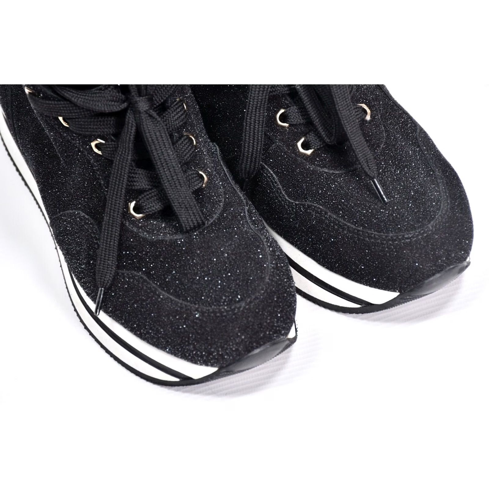 Hogan Hogan Women's High Top Sneakers Black Glitter Leather Ankle Boots size 39.5 Size L / US 10 / IT 46 - 7 Thumbnail