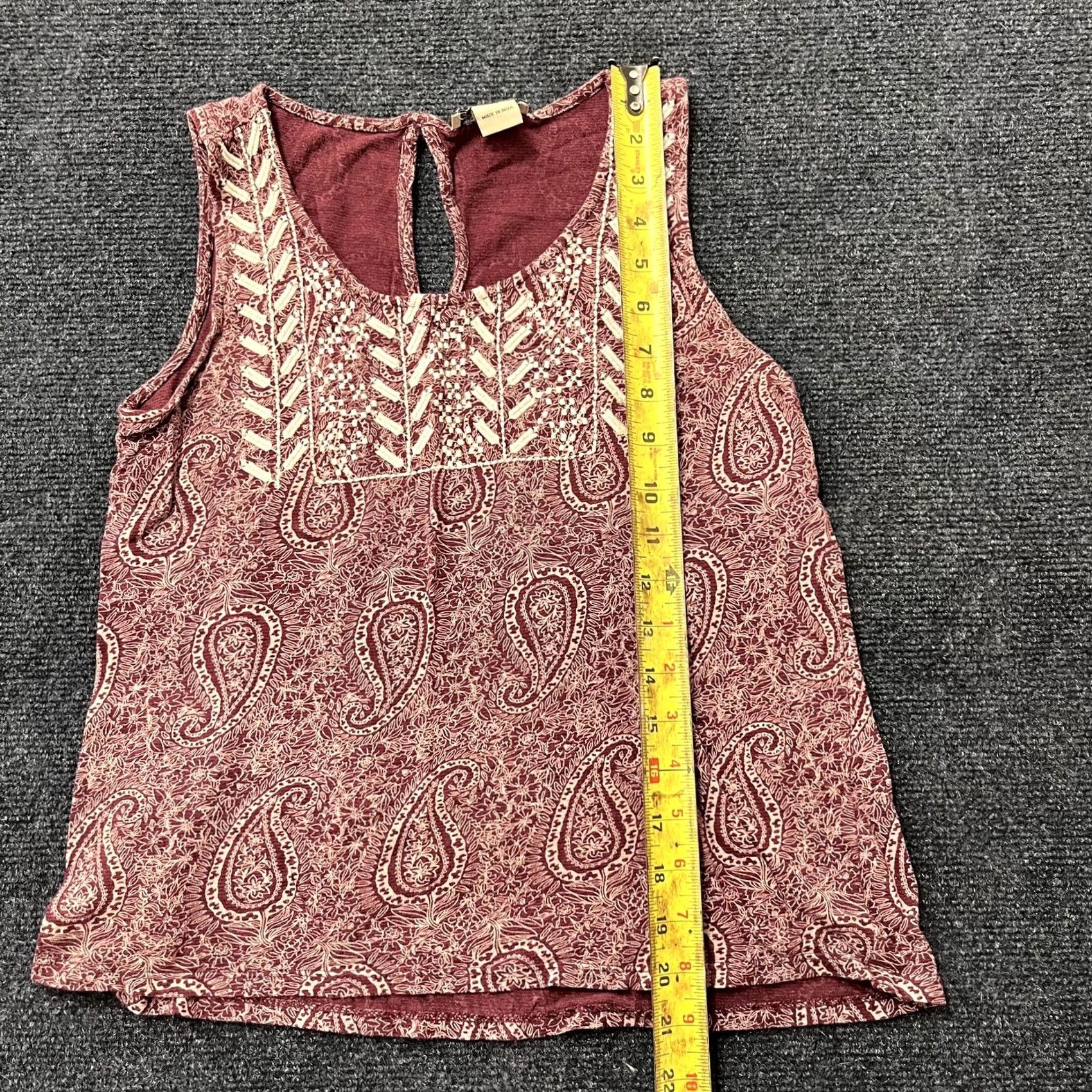 Lucky Brand Lucky Brand Tank Womens XS Red Paisley Embroidered Scoop Neck Boho Shirt Sleeveless Womens XS Red Paisley Embroidered Boho Tank Top Size XS / US 0-2 / IT 36-38 - 4 Thumbnail