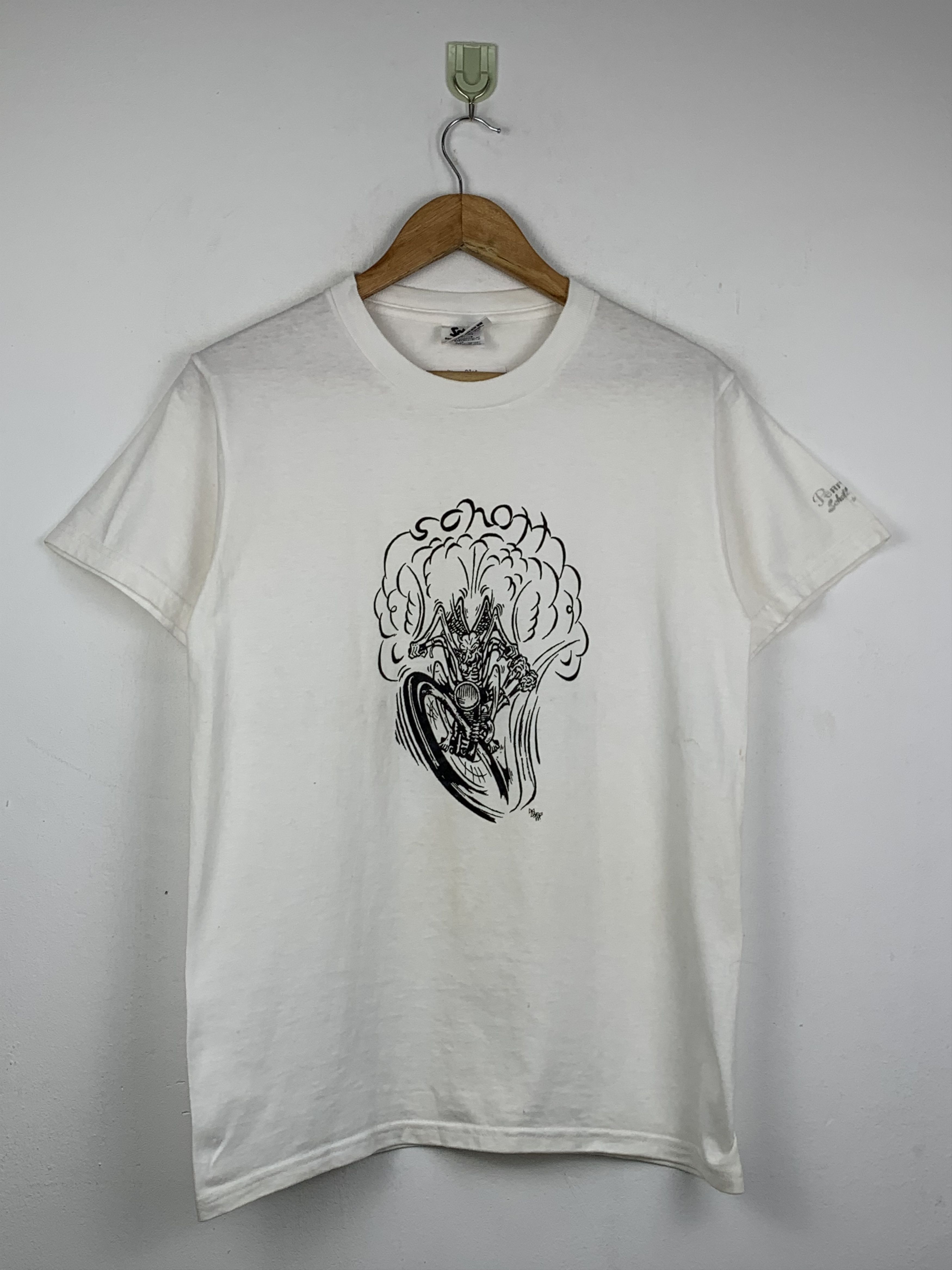 Schott × Vintage 90s Perfecto Schott Riding Racing T Shirt Made In USA TA0313 Size US M / EU 48-50 / 2 - 1 Thumbnail