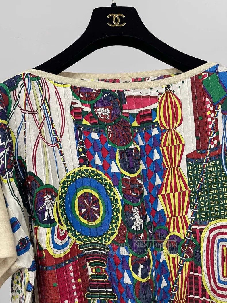 Hermes Hermes Silk print mixed top Size XS / US 0-2 / IT 36-38 - 3 Thumbnail