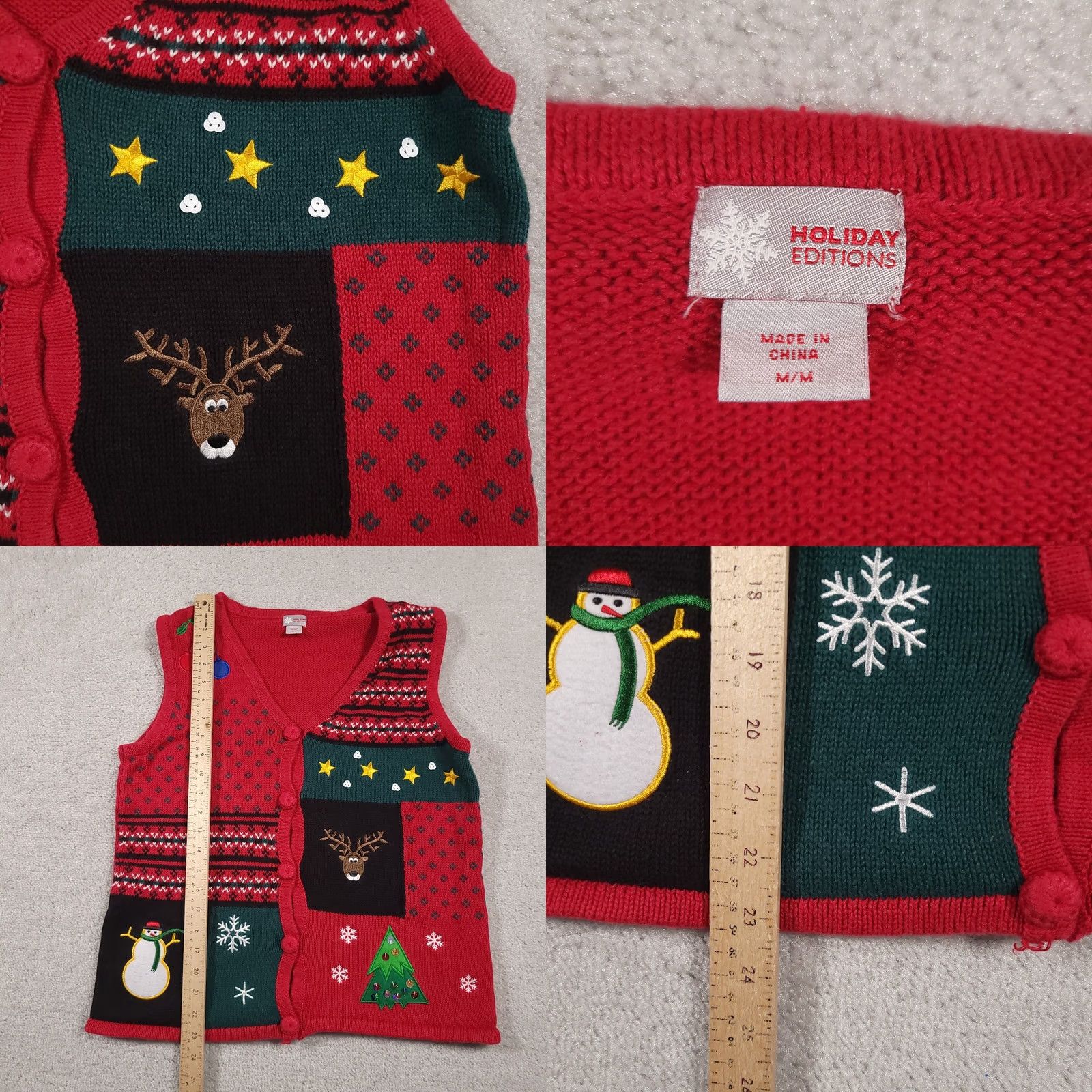 Vintage VINTAGE Holiday Editions Sweater Vest Womens Medium Red Christmas Reindeer Snowman Tree Ugly Size M / US 6-8 / IT 42-44 - 8 Thumbnail