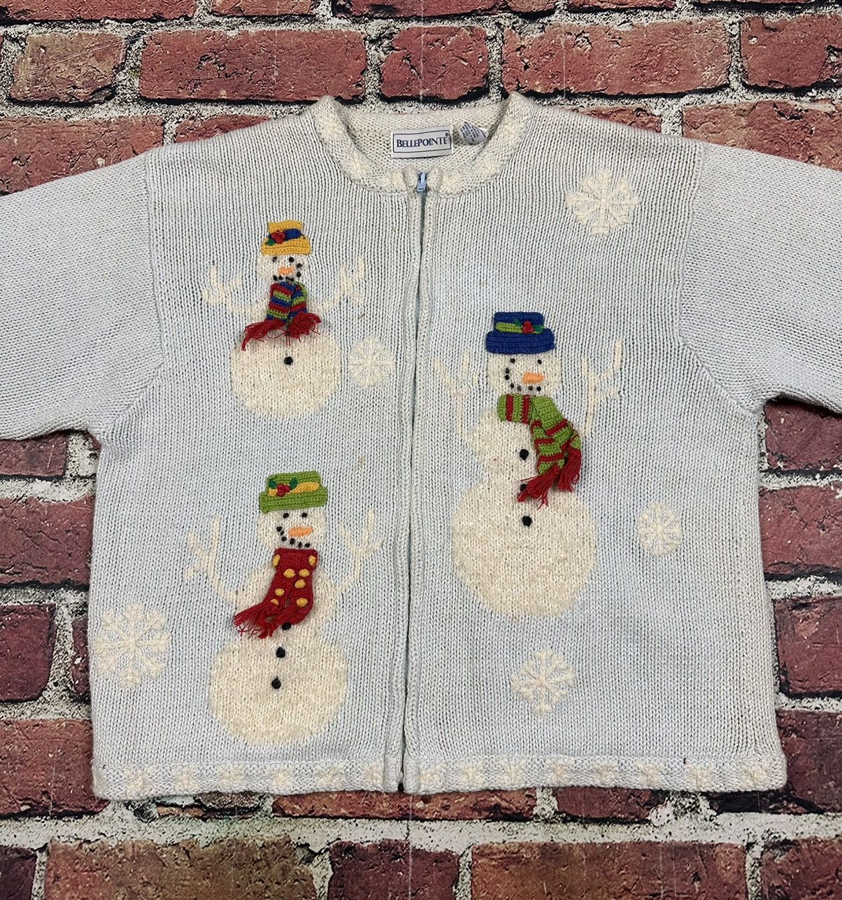 Other Vintage BellePointe Christmas Knit Cardigan Sweater Snowman Size XL / US 12-14 / IT 48-50 - 3 Thumbnail