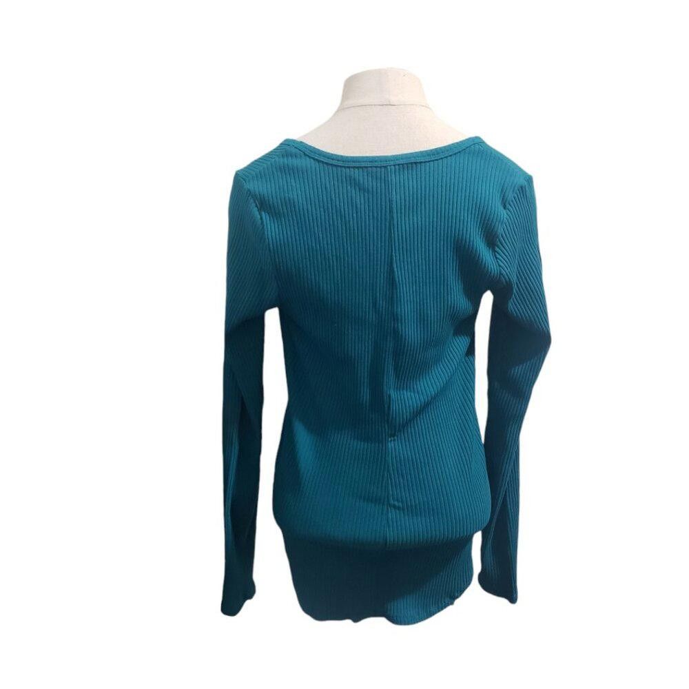 Designer CT1957 Culture Code Turquoise Ribbed Lightweight Top L Size L / US 10 / IT 46 - 4 Thumbnail