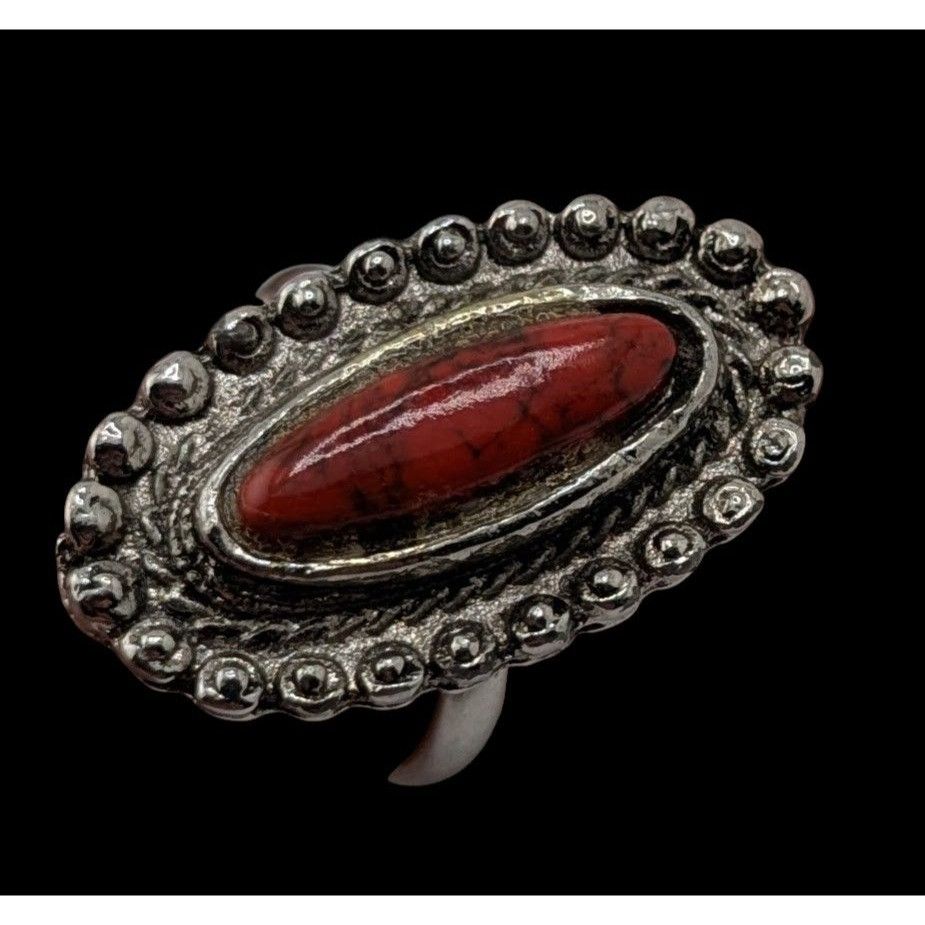 Other Vintage Southwestern Faux Red Jasper Oval Statement Ring Siz Size ONE SIZE - 1 Thumbnail