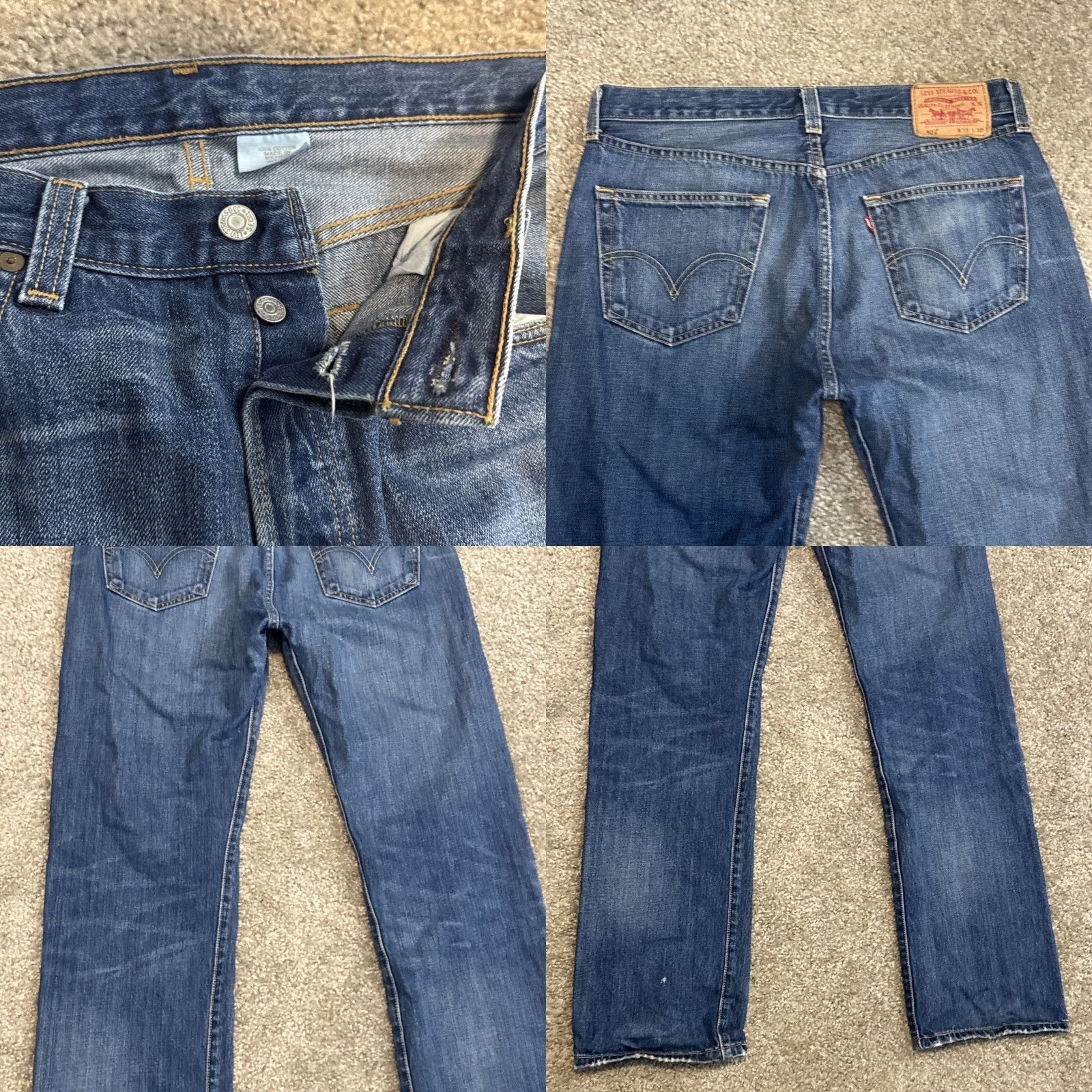 Levi's VINTAGE Levi's 501 XX Jeans Men 33x32 Denim Blue 90s Button Fly Straight Size US 33 - 8 Thumbnail