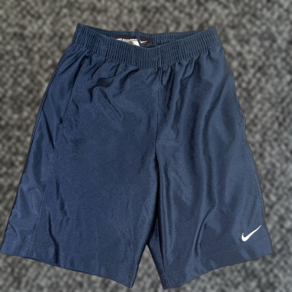 Nike Vintage Nike Shorts Mens Small Basketball Shorts Heavy Shiny Dark Blue Size US 29 - 1 Thumbnail