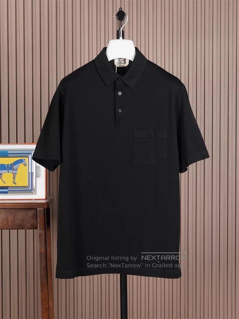 Hermes Hermes Men's Black Slim Fit Short Sleeve Polo Size US XL / EU 56 / 4 - 1 Thumbnail