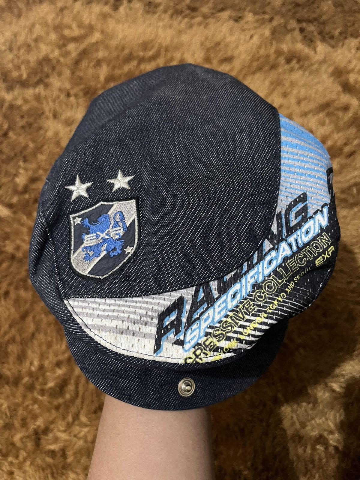 Japanese Brand EXR Racing Y2K cap Denim Blue Size ONE SIZE - 2 Thumbnail