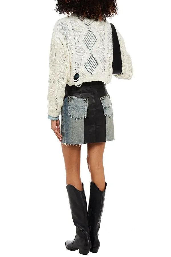 Amiri o1y0425 Denim Mini Skirt in Blue & Black Size 27" / US 4 / IT 40 - 3 Thumbnail