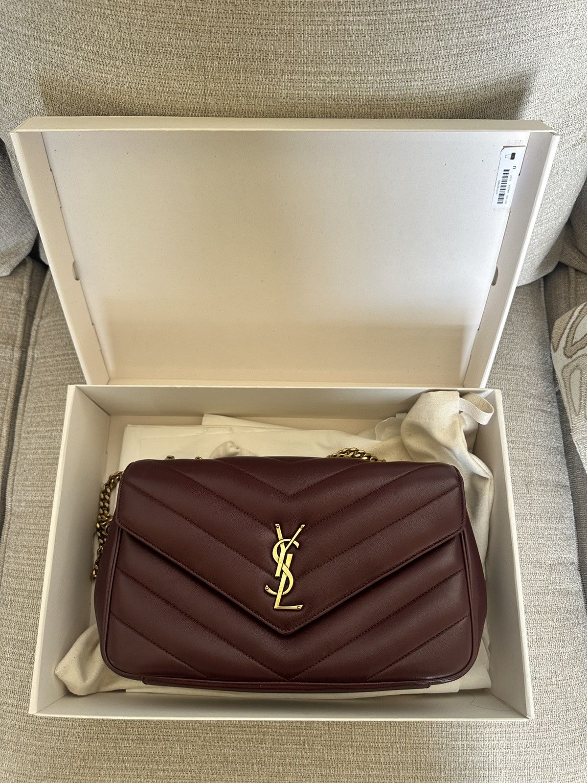 Saint Laurent Paris YSL LOULOU LARGE IN MATELASSÉ LAMBSKIN “ROUGE CABERNET” Size ONE SIZE - 2 Thumbnail