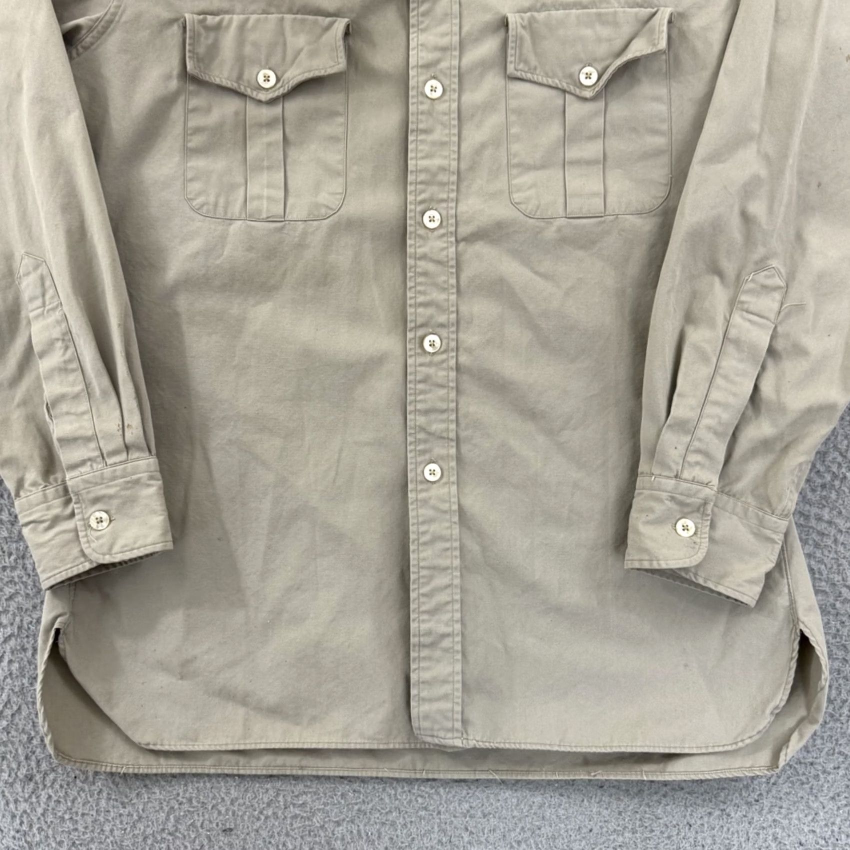 Abercrombie & Fitch VINTAGE Abercrombie & Fitch Safari Shirt Mens L Beige Long Sleeve 50s USA Cotton Button-Up Casual Workwear 50s Retro Classic Outdoors Hipster Size US L / EU 52-54 / 3 - 2 Thumbnail