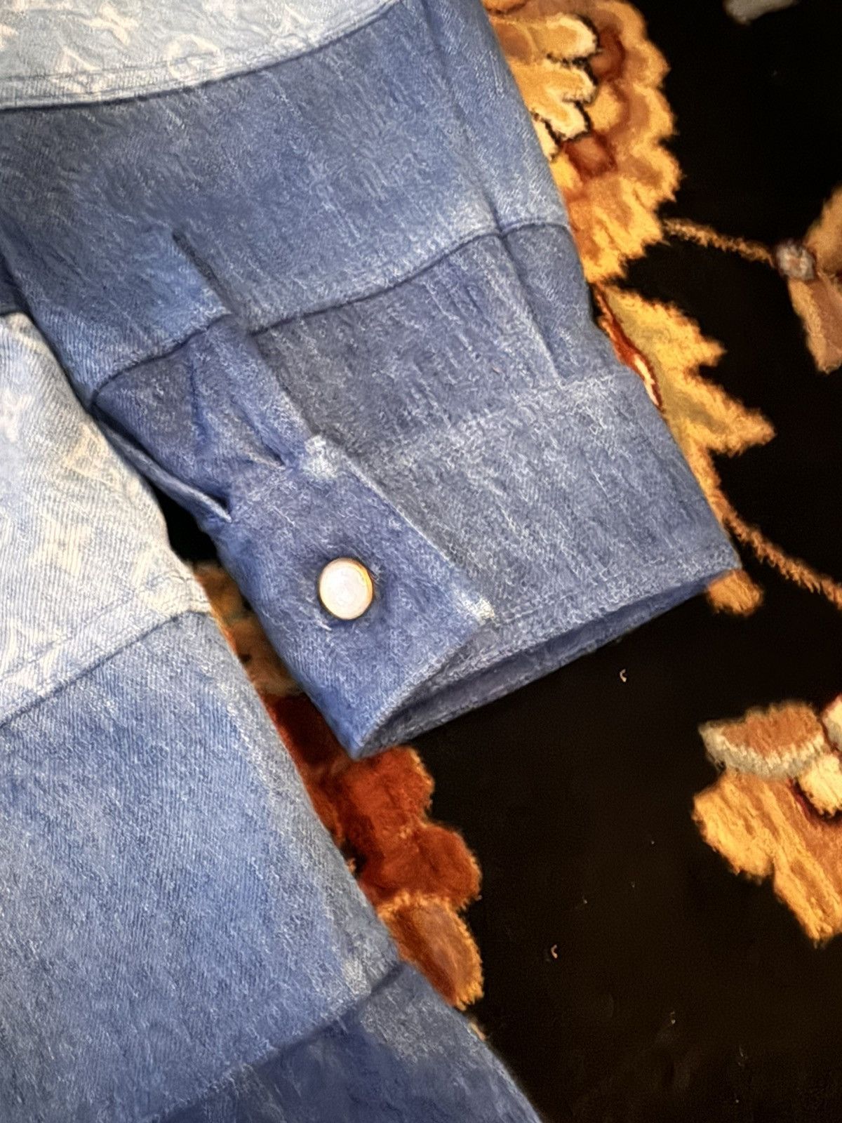 Louis Vuitton Louis Vuitton Patchwork Long-Sleeved Denim Polo Shirt Size US L / EU 52-54 / 3 - 8 Thumbnail