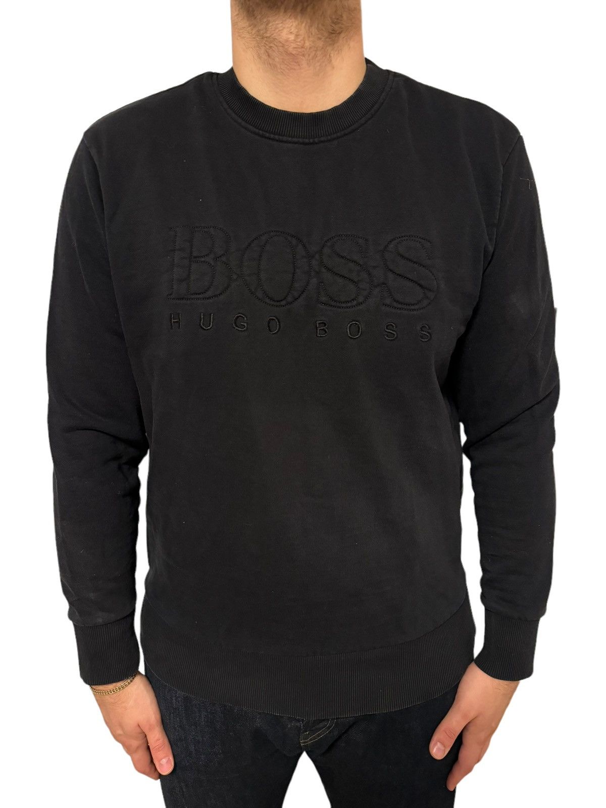 Image of Hugo x Hugo Boss Salbo Logo Jumper Sweatshirt Large XL in Black, Men's