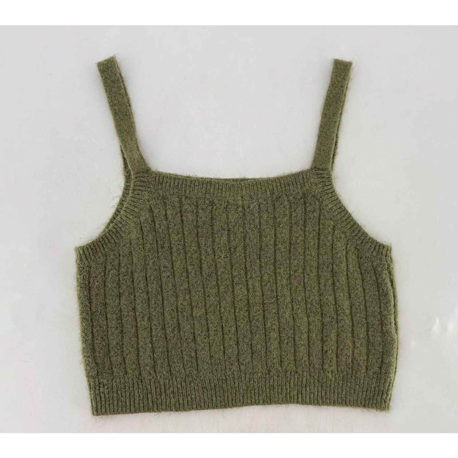Vintage Wild Fable Tank Top Blouse Cropped Square Neck Sleeveless Strappy Green L Boho Festival Women's Regular Size L Vintage No N/A Size L / US 10 / IT 46 - 3 Thumbnail