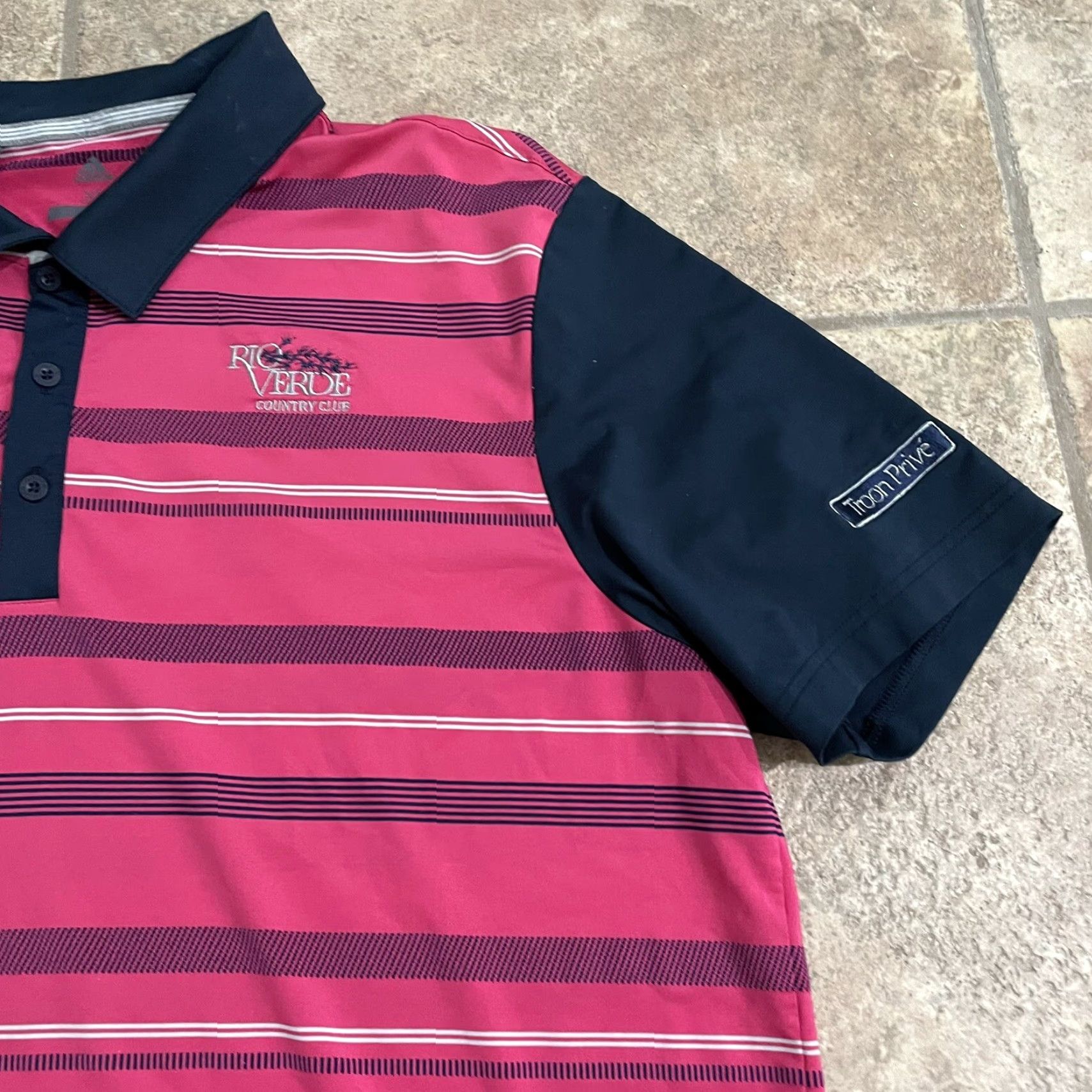 Adidas ADIDAS GOLF Polo Shirt Mens XL Pink Striped Rio Verde Golf Shirt Size US XL / EU 56 / 4 - 2 Thumbnail