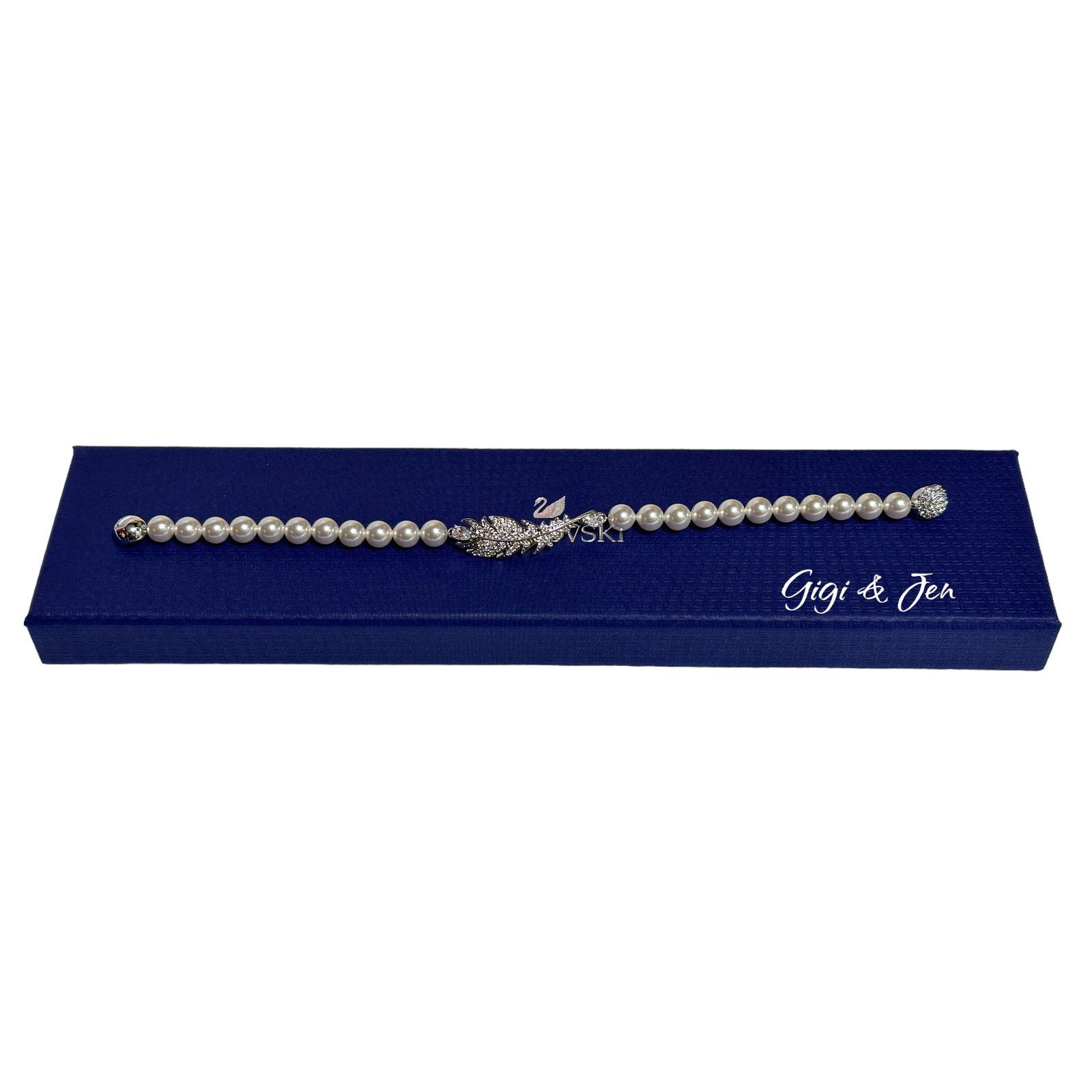 Swarovski Swarovski Nice Pearl Feather Bracelet White, Rhodium plated Size ONE SIZE - 9 Thumbnail