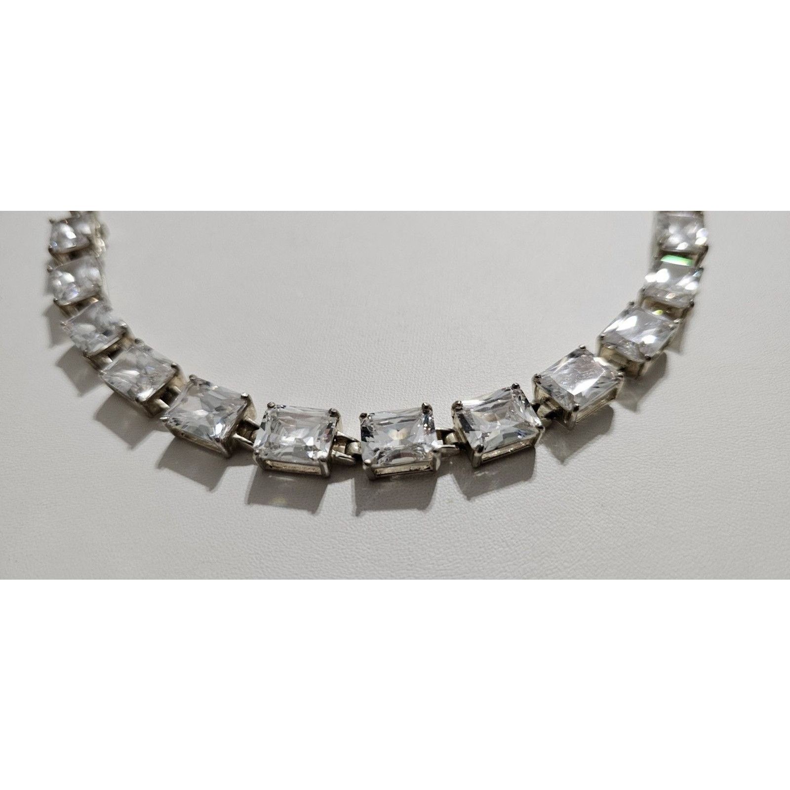 Other Cubic Zirconia Tennis Link Silver Bracelet Size ONE SIZE - 2 Thumbnail