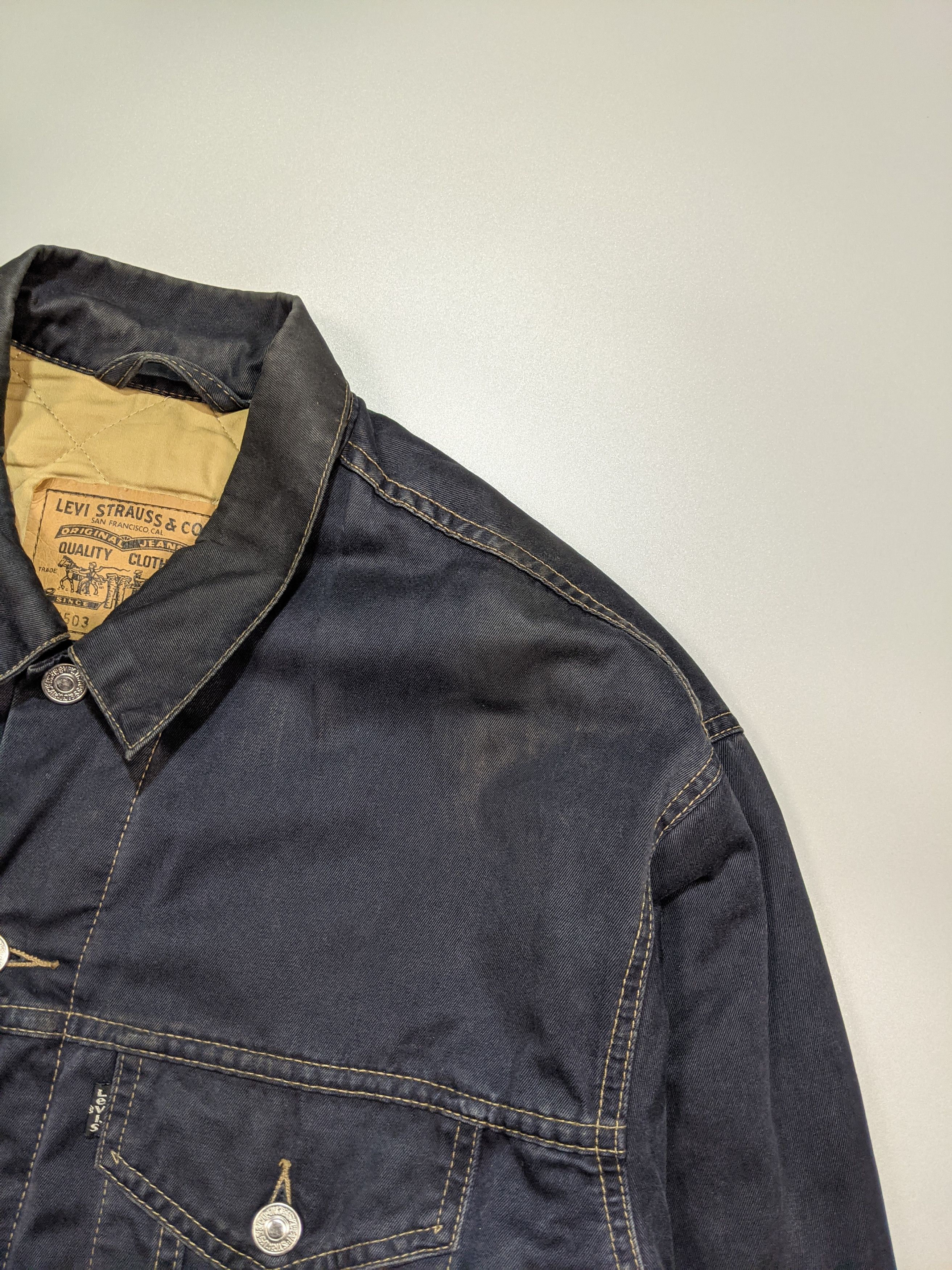 Levi's × Levi's Vintage Clothing LEVIS Vintage 80s - 90s Dark Blue Denim Men`s Jacket Size US L / EU 52-54 / 3 - 5 Thumbnail
