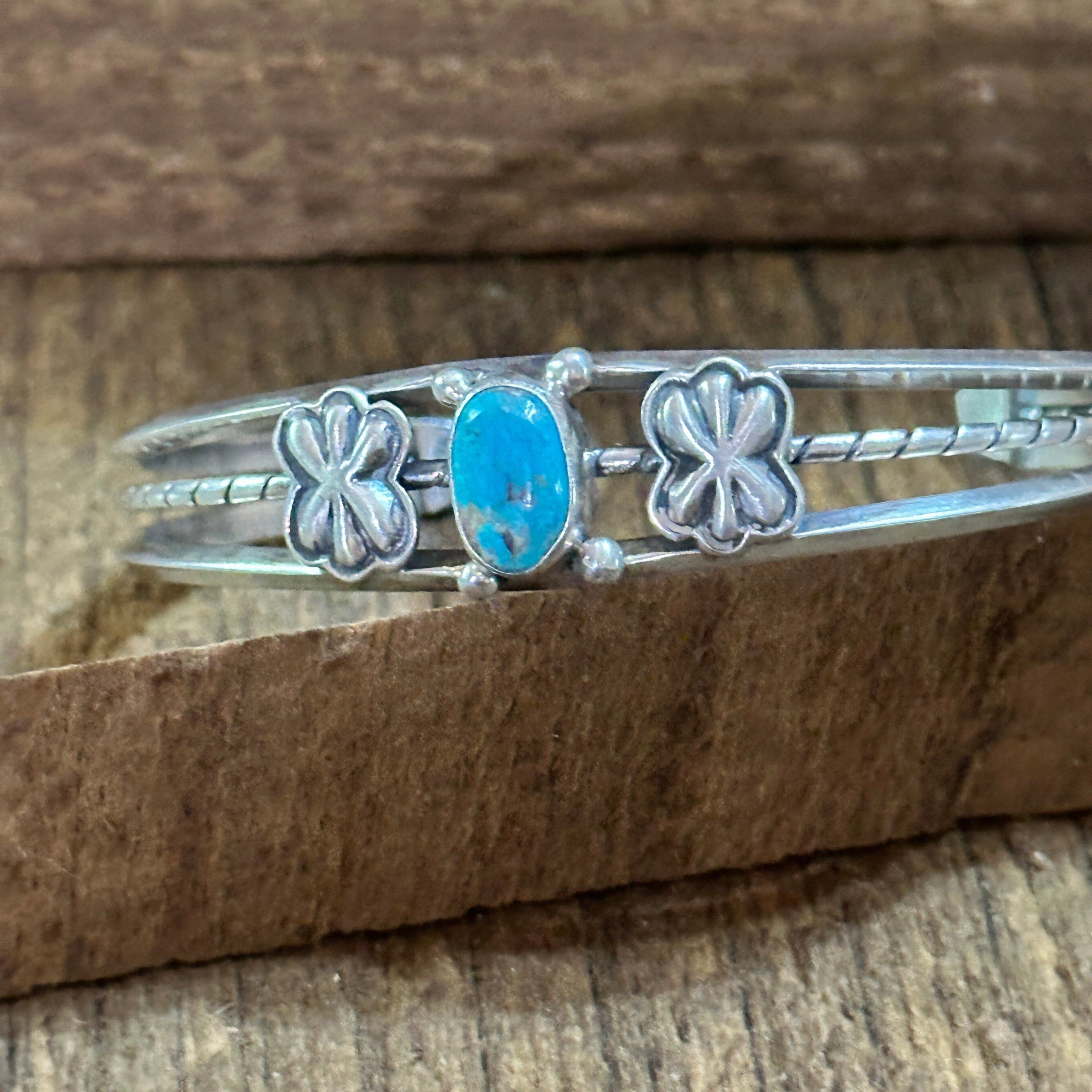 Other Navajo Sterling Cuff & Kingman Turquoise Floral Cuff Bracele Size ONE SIZE - 1 Thumbnail