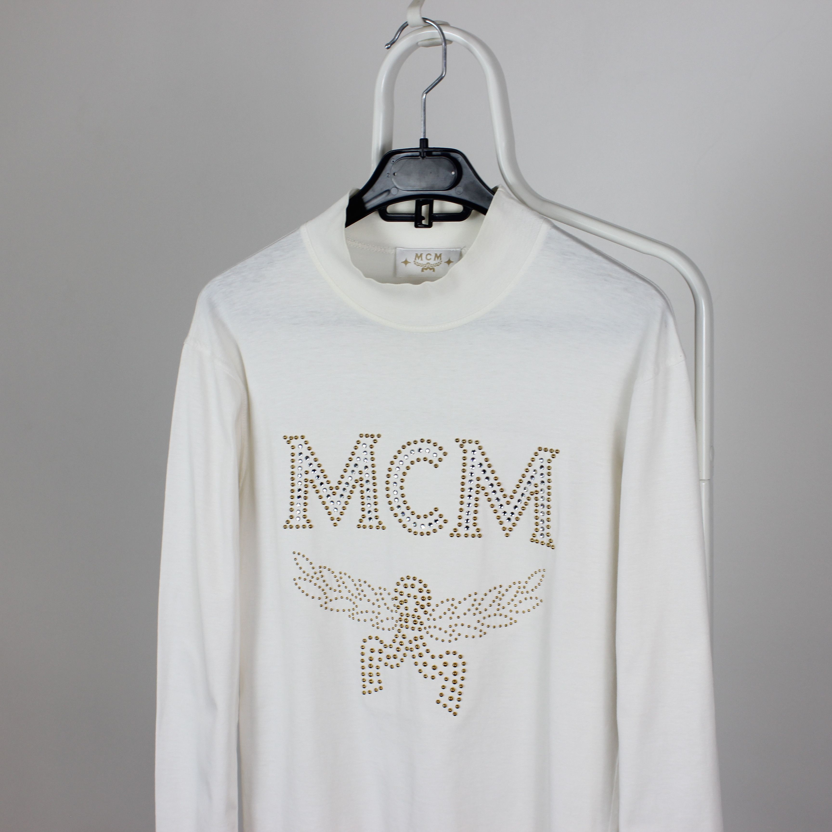 MCM Mcm jumper men big logo centr M L white Size L / US 10 / IT 46 - 1 Thumbnail