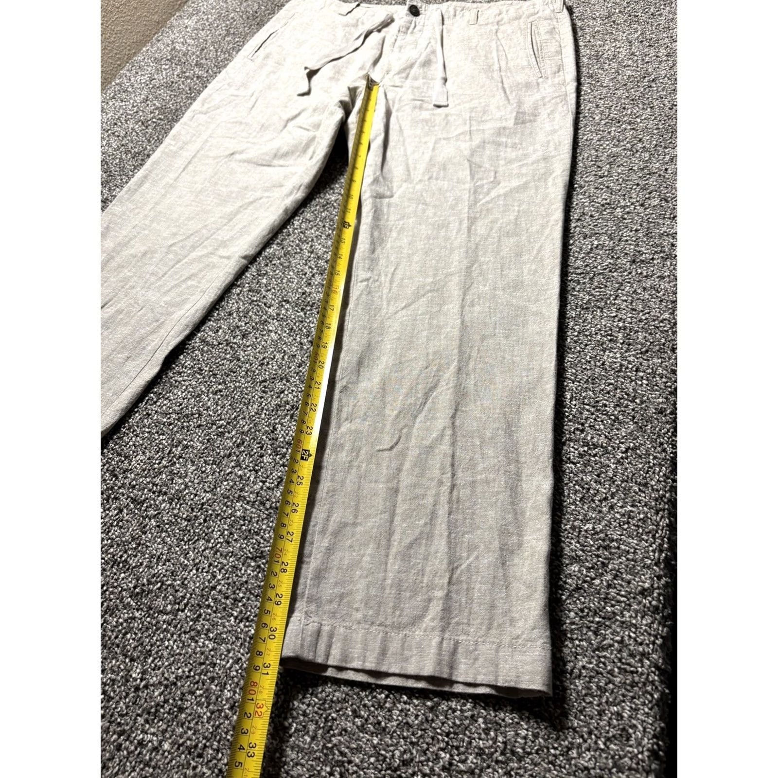 Perry Ellis Perry Ellis Pants Mens 34x30 Beige Linen Cotton Blend Dress Pants Casual Flat Front Pockets Regular 30 Inseam 34 Waist Jeans Size US 34 / EU 50 - 3 Thumbnail