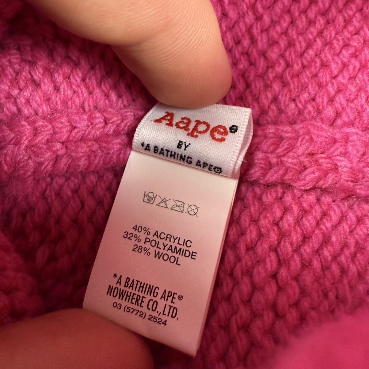 Aape A Bathing Ape Big Logo Knit ‘Pink’ Beanie Size ONE SIZE - 6 Thumbnail