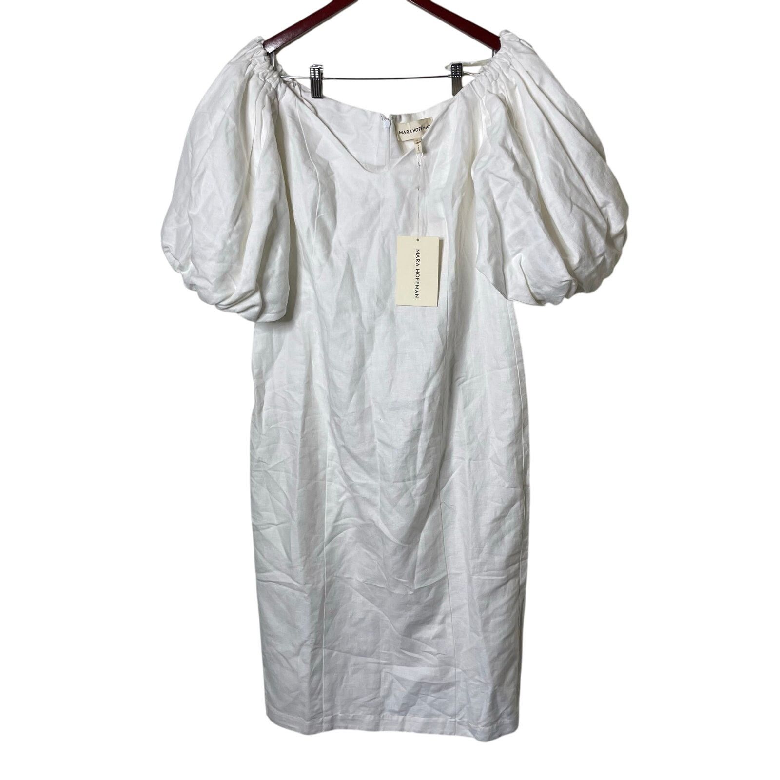 Mara Hoffman Mara Hoffman White Linen NAMARI Pencil DRESS Puff sleeve 12 Size XL / US 12-14 / IT 48-50 - 2 Thumbnail