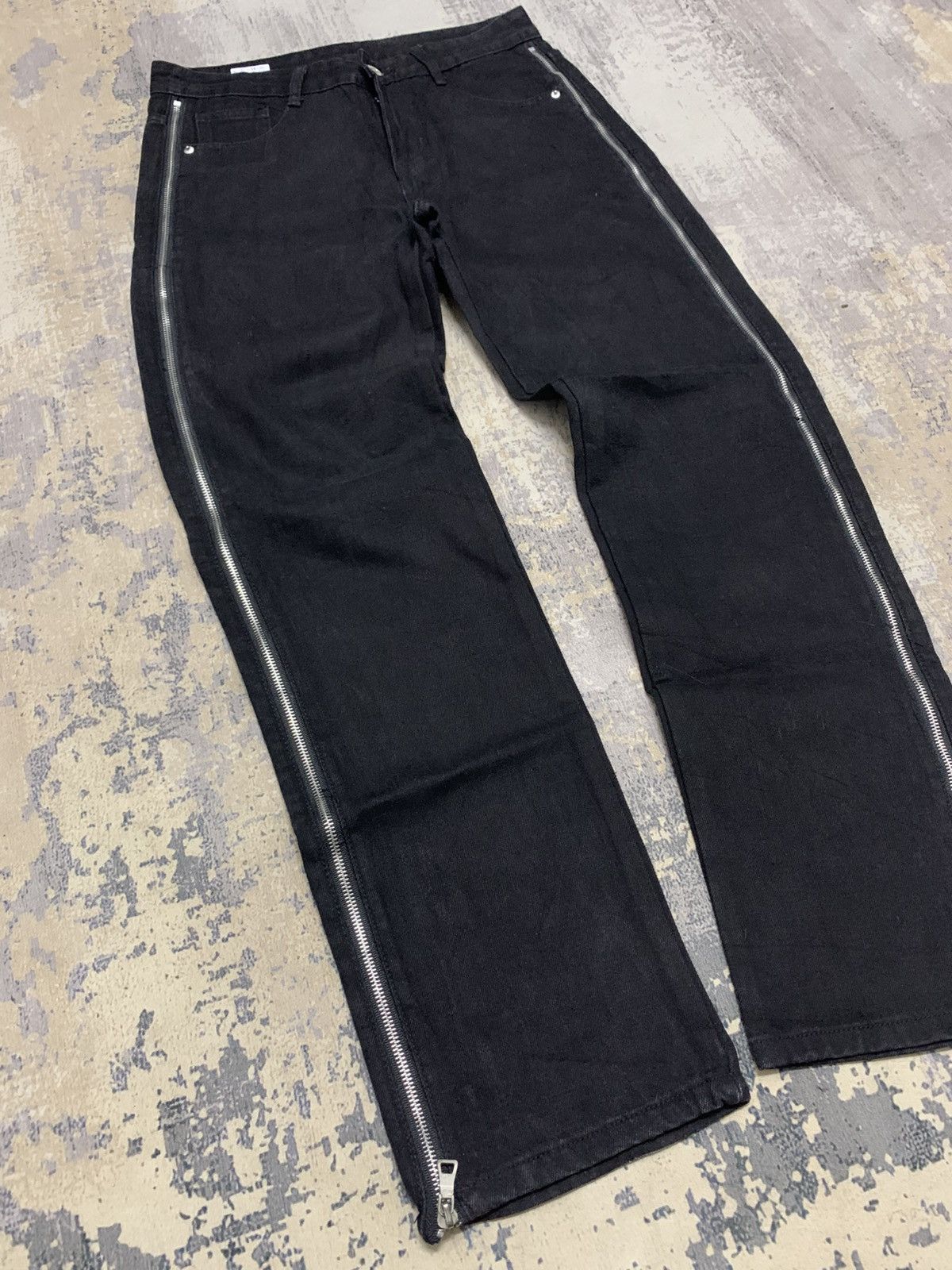 If Six Was Nine Y2K Fashion Zipper Black Flared Jeans Pant Size US 31 - 4 Thumbnail