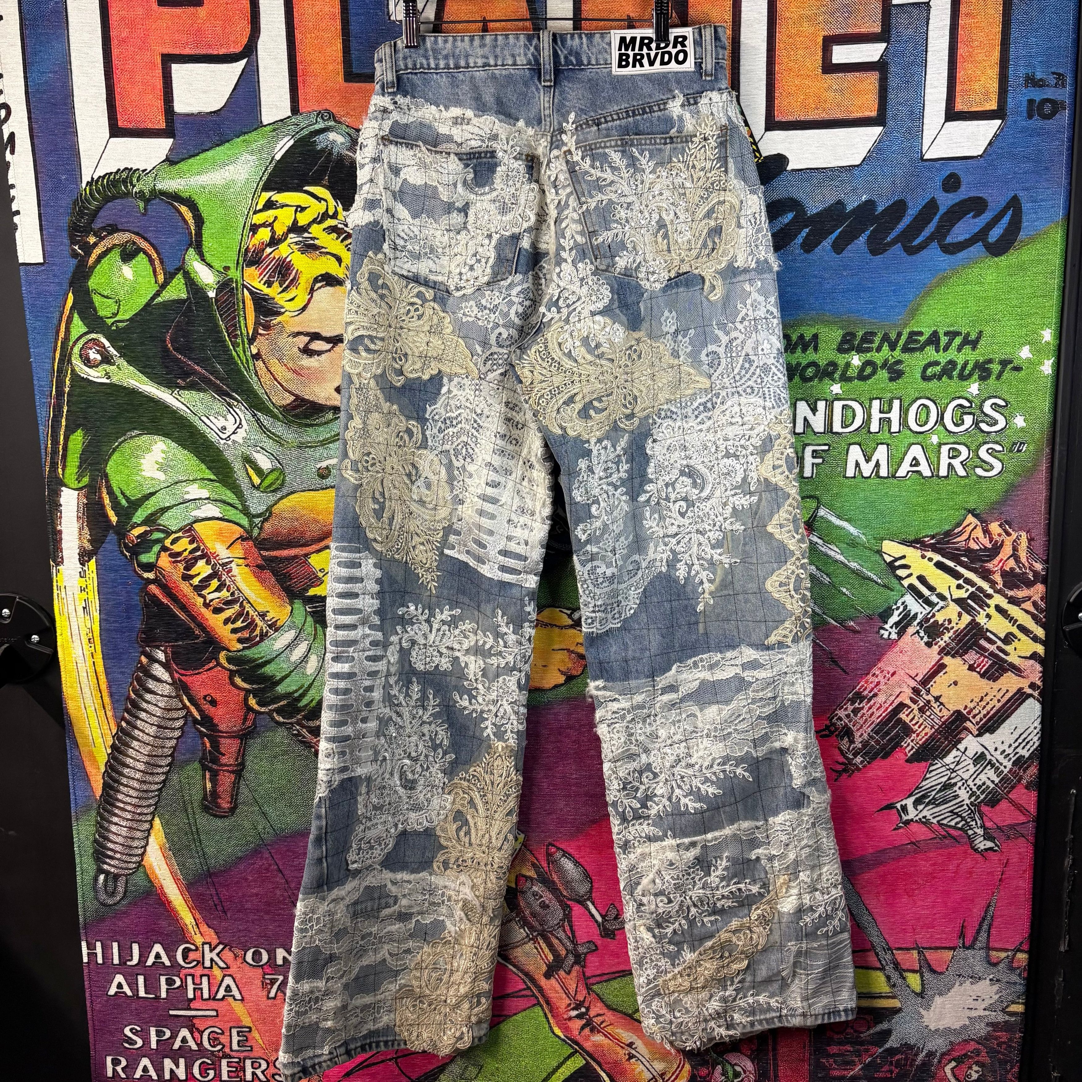 Who Decides War Who Decides War Grid Lace Denim “Sky” Jeans Size 30” Size US 30 / EU 46 - 2 Thumbnail
