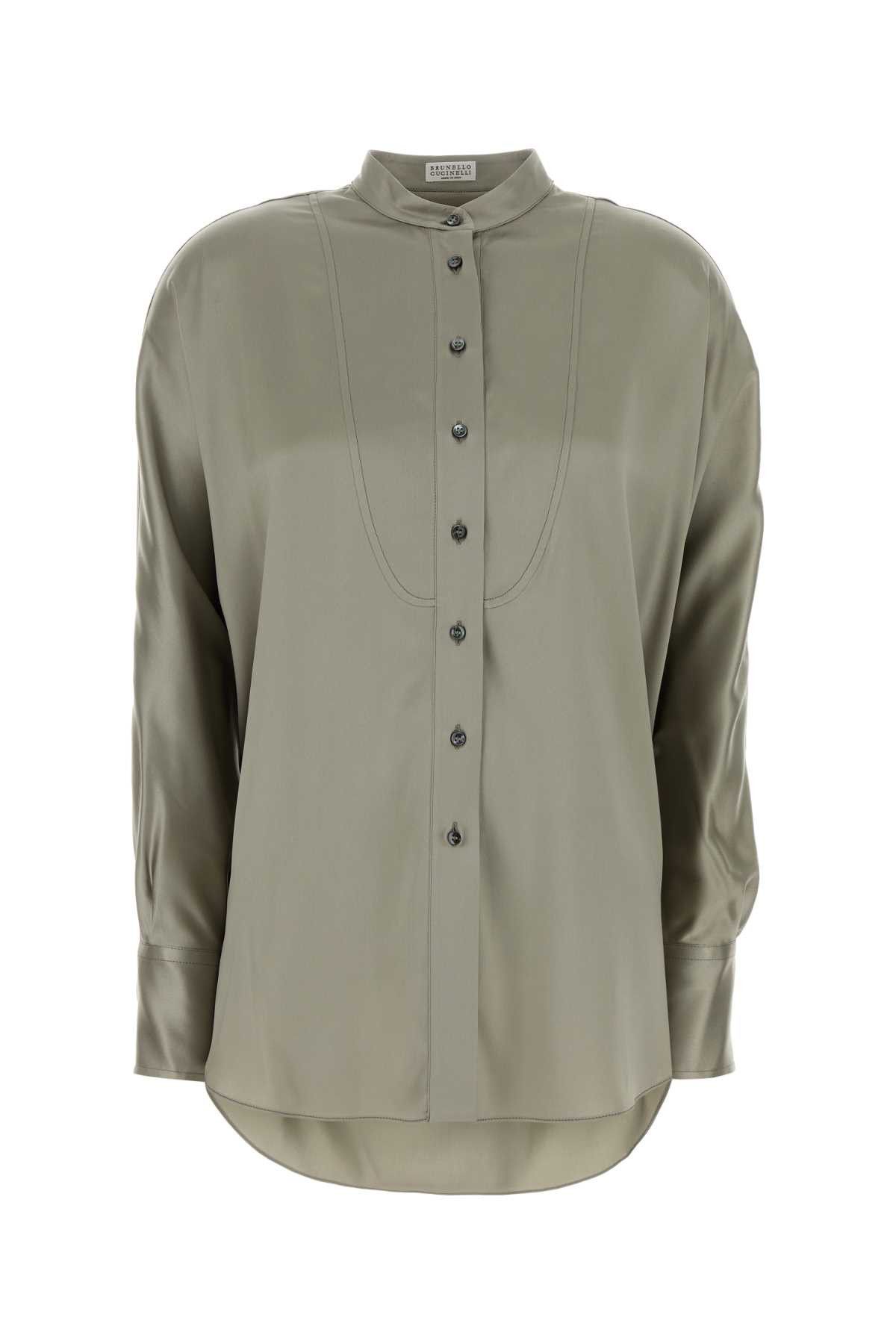 Sage Green Stretch Satin Shirt