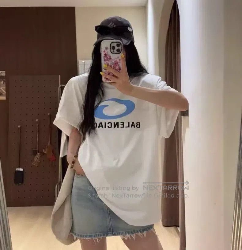 Balenciaga Balenciaga White Logo Letter Printed Cotton Round Neck Sho Size US M / EU 48-50 / 2 - 8 Thumbnail