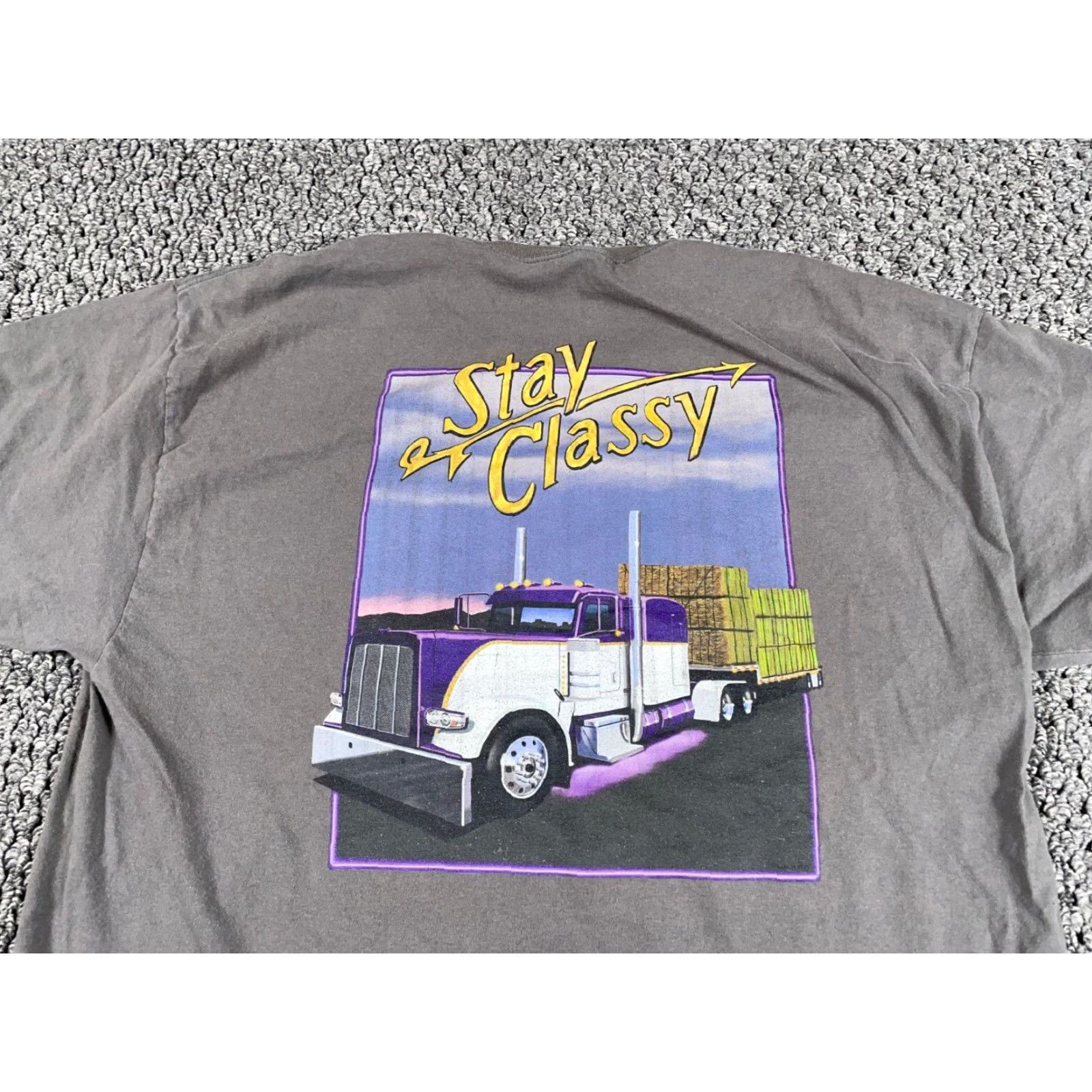 Hanes VINTAGE Hanes Stay Classy T-Shirt - Shirt - Adult XL - Gray - Double Sided Print - Cotton - 90s/Grunge/Transportation - Mens Size US XL / EU 56 / 4 - 7 Thumbnail