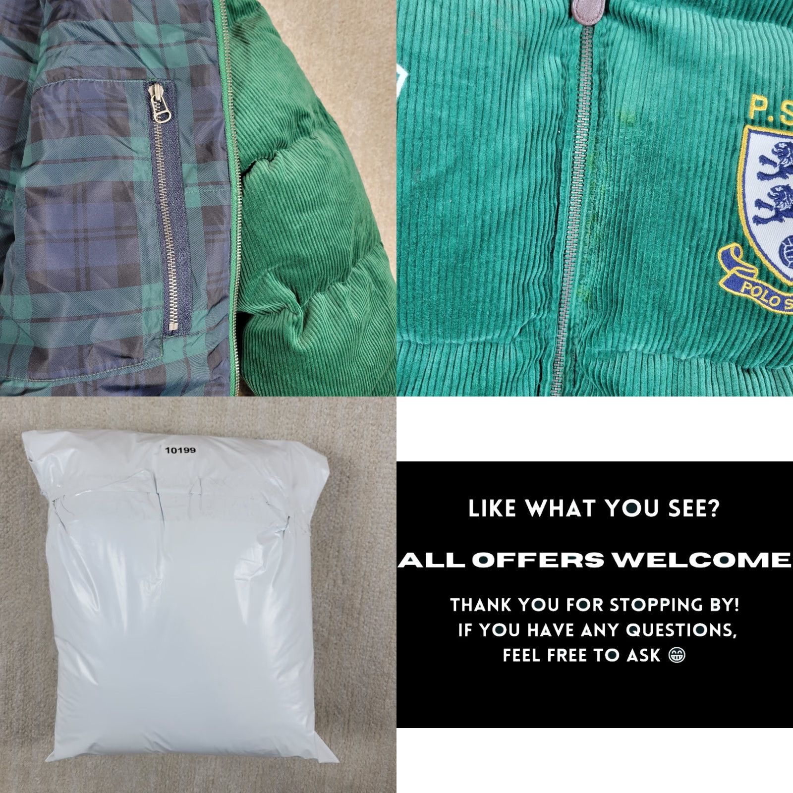 Ralph Lauren Ralph Lauren Polo Sport Down Puffer Jacket Men L Green Corduroy Full Zip 650 90s Size US L / EU 52-54 / 3 - 9 Thumbnail