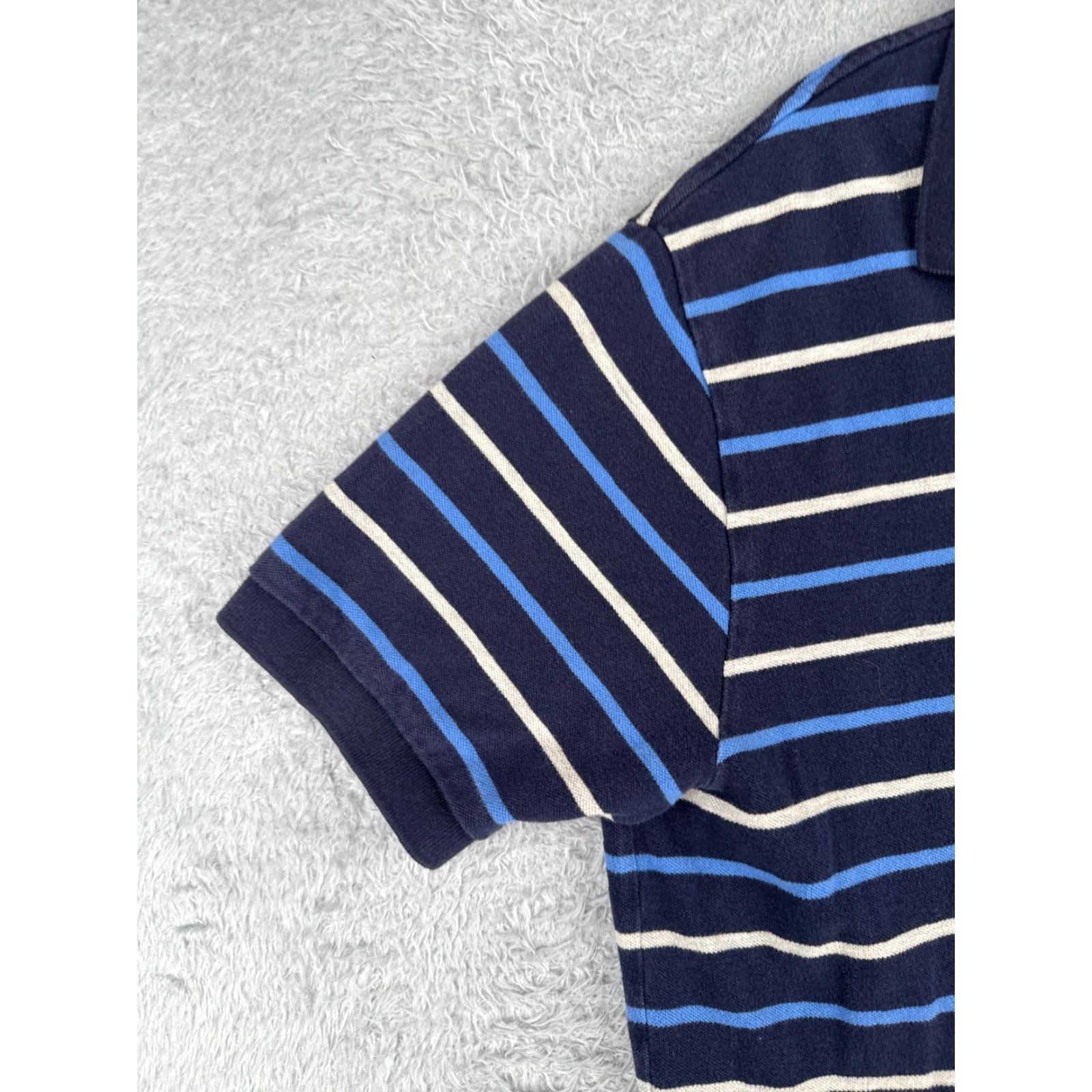 Ralph Lauren VINTAGE Ralph Lauren Polo Shirt Men XL Blue White Stripe 100% Cotton Polo Shirt Slim Fit Short Sleeve Vintage 70s Mens Blue White Stripe Polo Shirt Size US XL / EU 56 / 4 - 3 Thumbnail