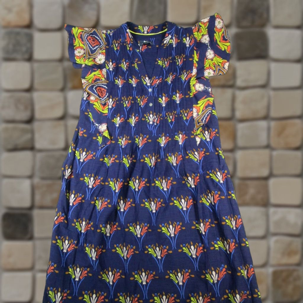 Vintage Maeve Dress Womens XS Blue Geometric Midi A-Line Shirt Dress Blue Size XS / US 0-2 / IT 36-38 - 1 Thumbnail