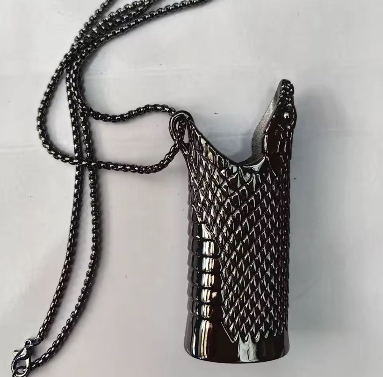 Snake Head Gothic Punk Metal Lighter With Necklace