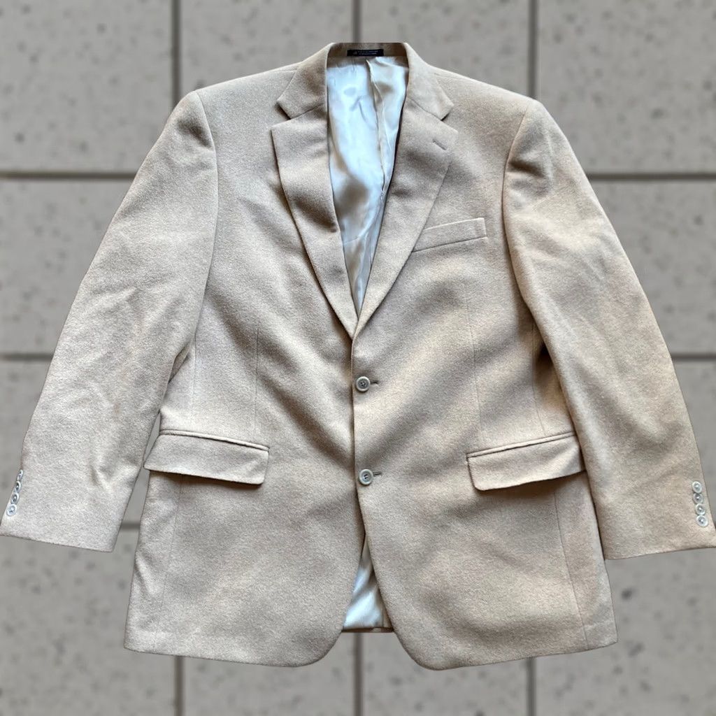 Hart Schaffner Marx Hart Schaffner Marx Loro Piana Blazer Beige Long Coat - 44L - Classic Mens Jacket Size 44R - 1 Thumbnail