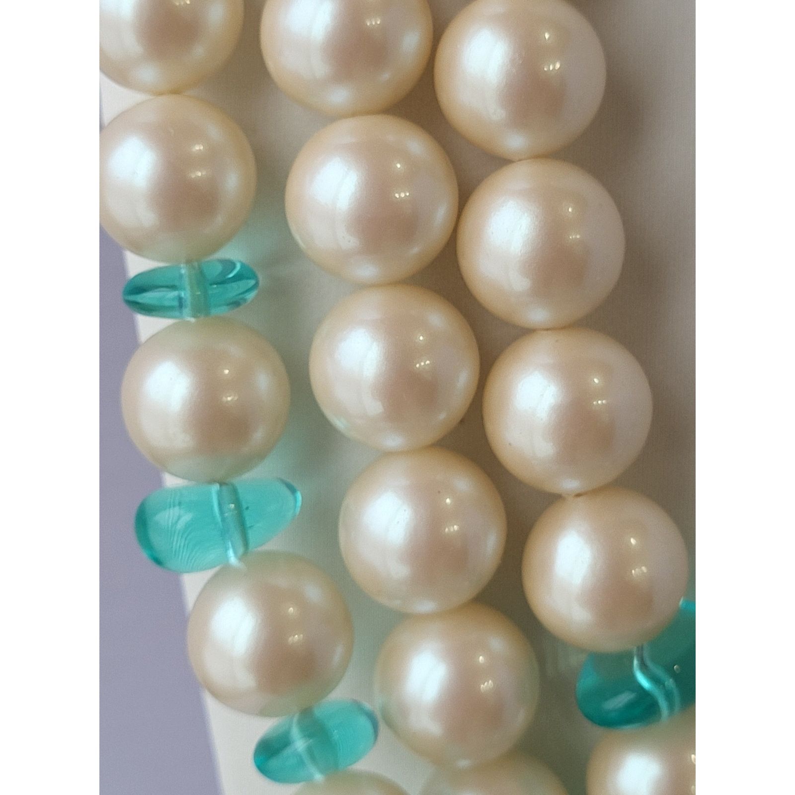 Monet Monet Necklace Vintage Signed Faux Pearl & Turquoise Size ONE SIZE - 7 Thumbnail