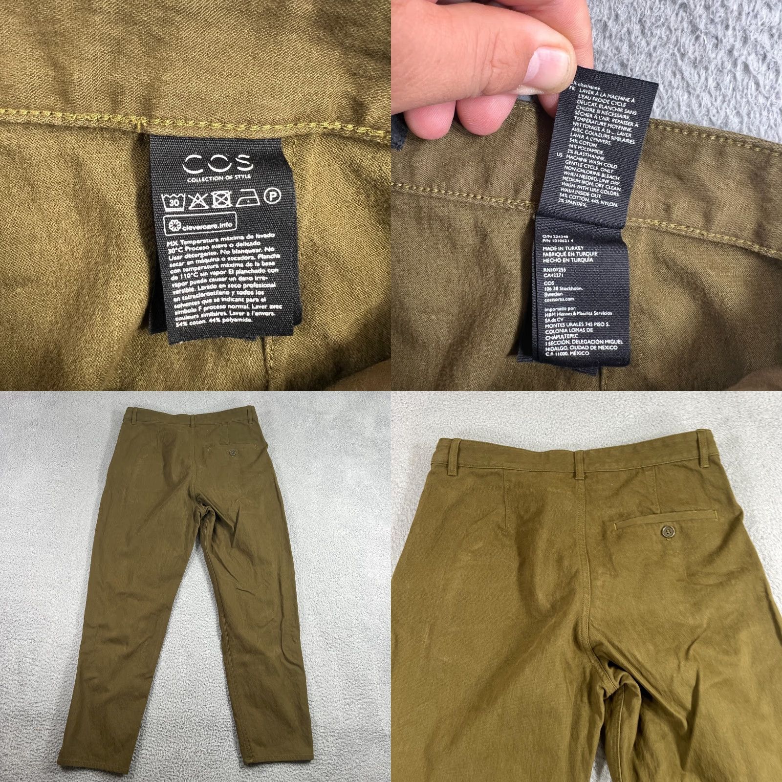 Cos VINTAGE COS Women's Straight Leg Pants Size 12 Cotton Blend Twill Olive Green Chino Casual Business Formal Size 34" / US 12 / IT 48 - 8 Thumbnail