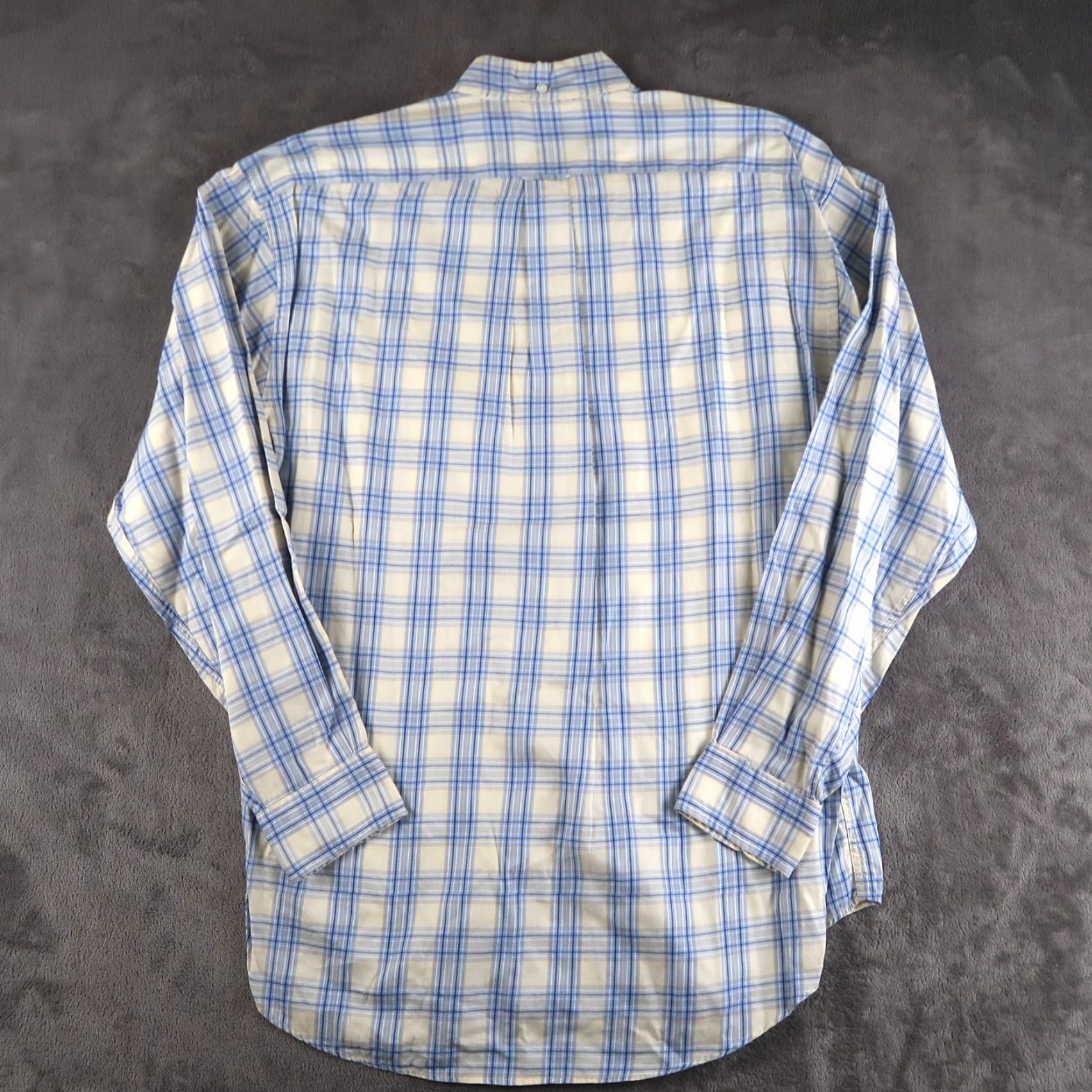 Faconnable Façonnable Men Blue Ivory Plaid Check Long Sleeve Cotton Shirt Sz S Made in USA Size US S / EU 44-46 / 1 - 2 Thumbnail