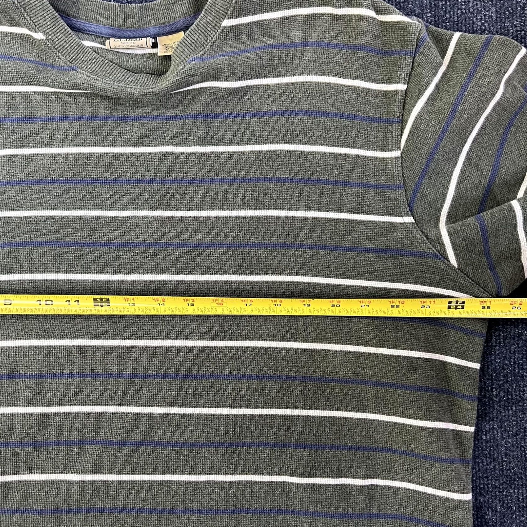 Vintage L.L. Bean Sweater Mens XLT Green Striped Crewneck Cotton Knit Pullover Big Tall Size US XL / EU 56 / 4 - 5 Thumbnail