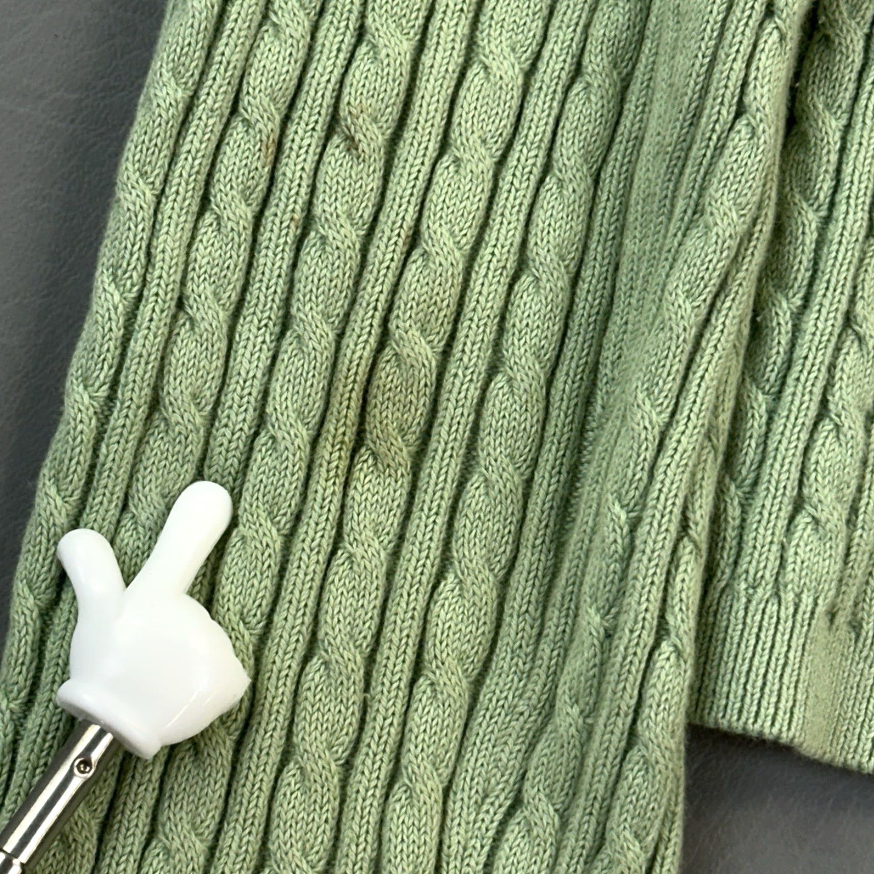 Polo Ralph Lauren VINTAGE Lauren Ralph Lauren Sweater Women's Small Green Cable Knit Cardigan Size L / US 10 / IT 46 - 2 Thumbnail